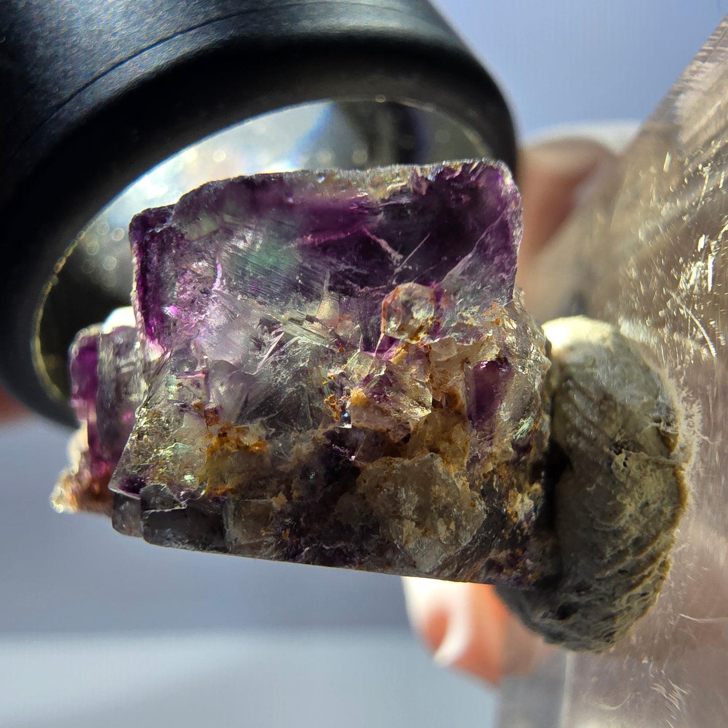 Seltene Phantom Fluorit Würfel Stufe, grün lila Okorusu, Namibia 265*18*13mm