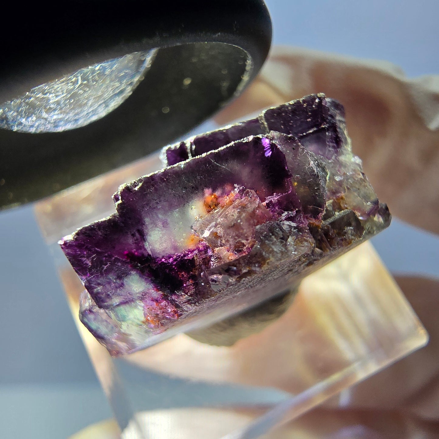 Seltene Phantom Fluorit Würfel Stufe, grün lila Okorusu, Namibia 265*18*13mm