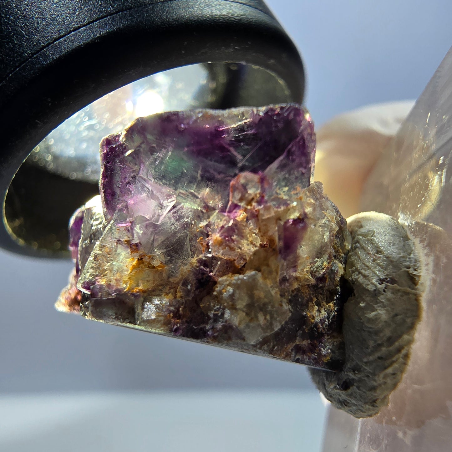 Seltene Phantom Fluorit Würfel Stufe, grün lila Okorusu, Namibia 265*18*13mm
