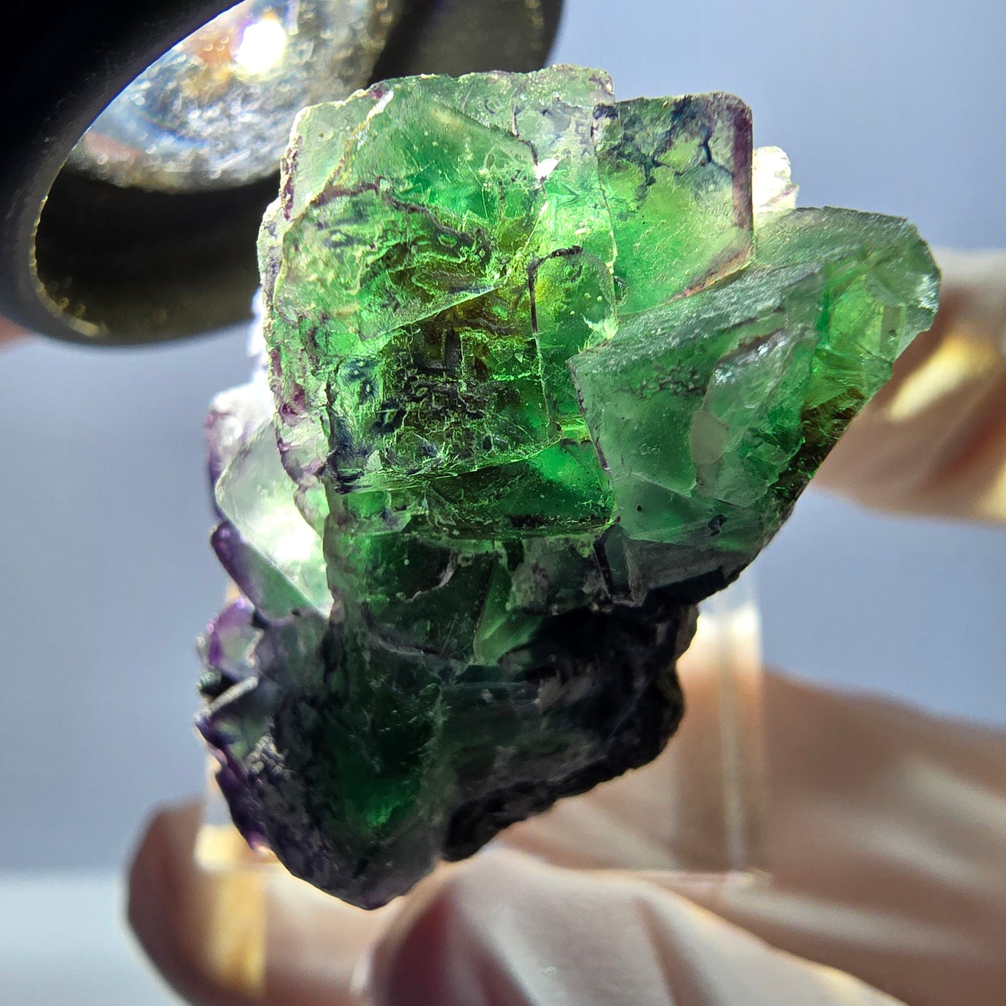 Seltene Phantom Fluorit Würfel Stufe, grün lila Okorusu, Namibia 34*31*19mm