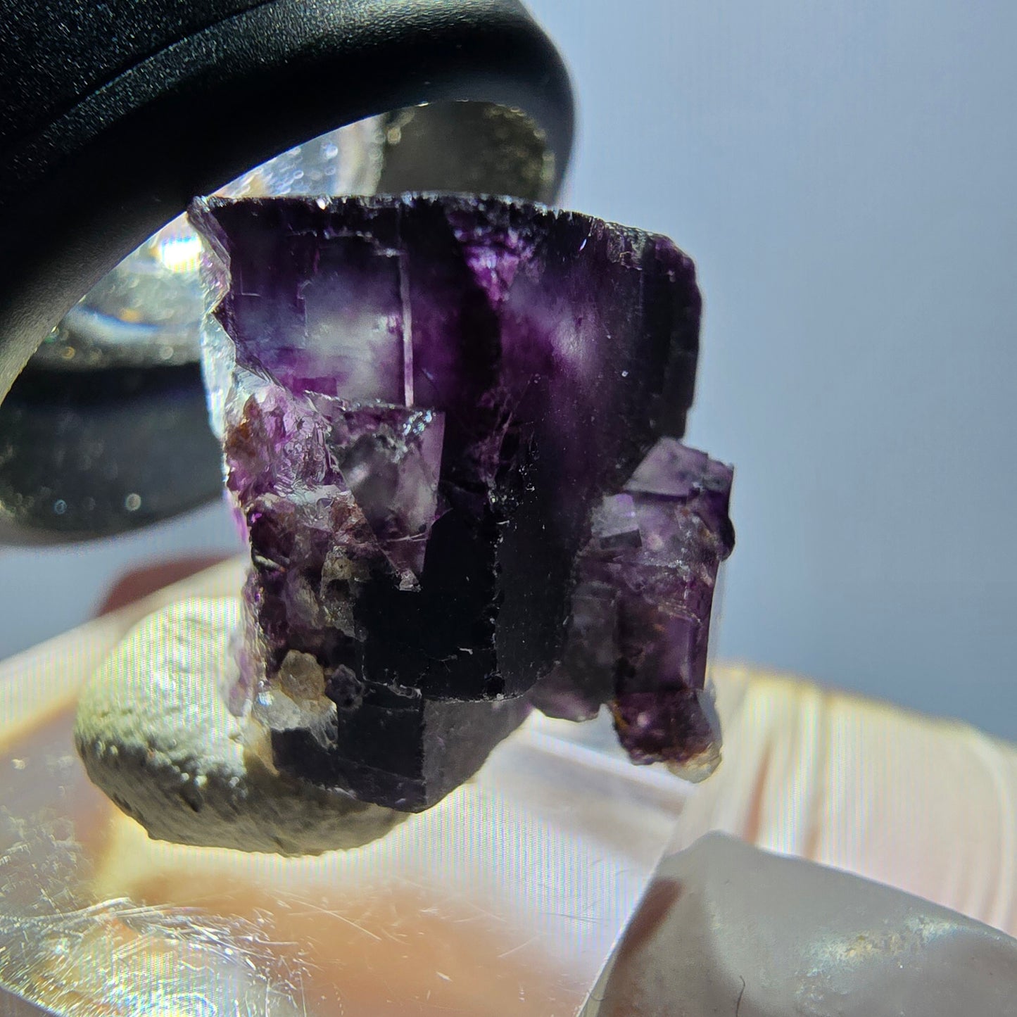 Seltene Phantom Fluorit Würfel Stufe, grün lila Okorusu, Namibia 21*20*16mm