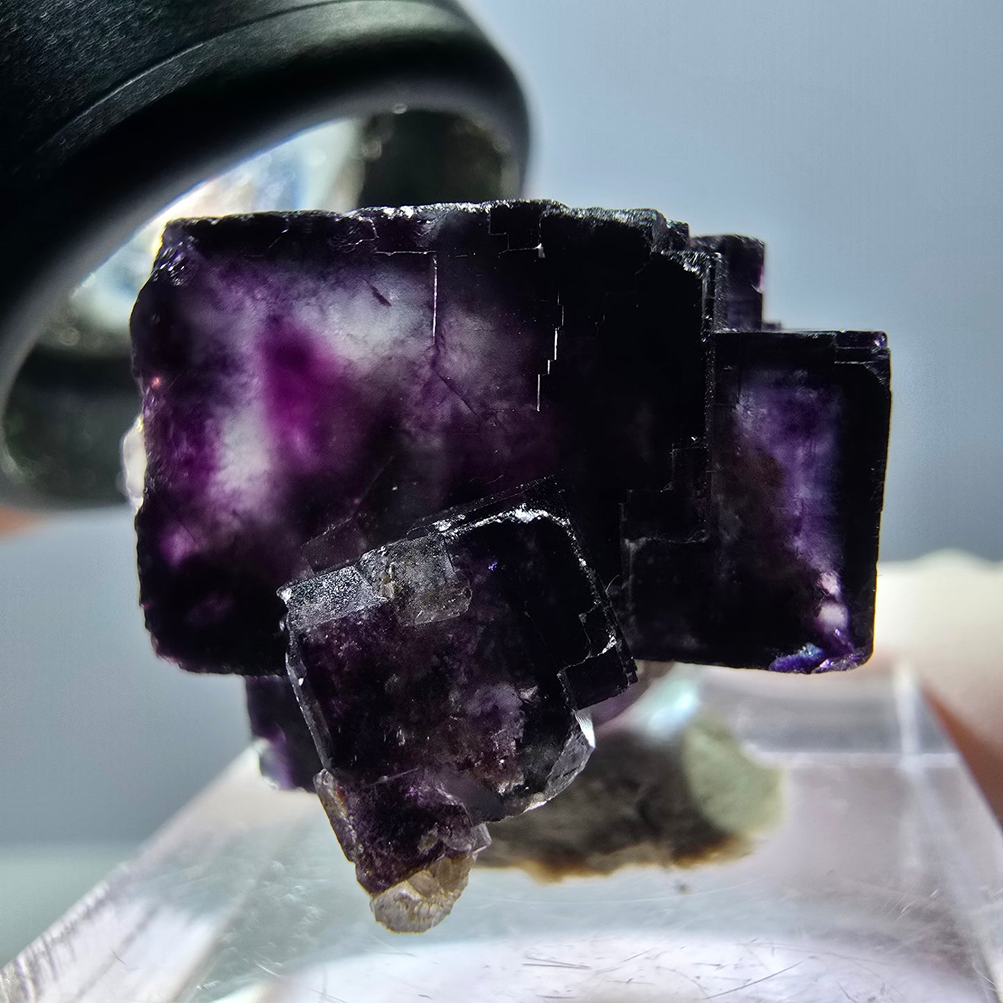 Seltene Phantom Fluorit Würfel Stufe, grün lila Okorusu, Namibia 21*20*16mm