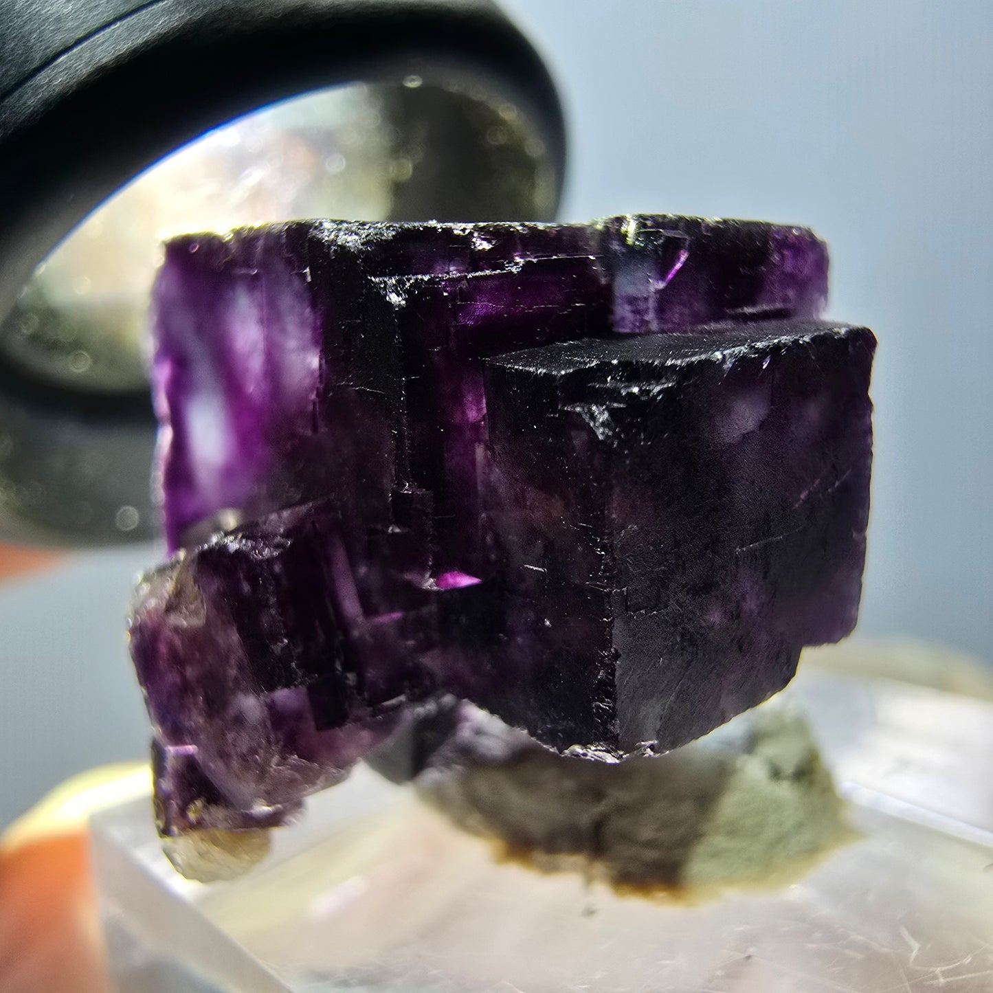 Seltene Phantom Fluorit Würfel Stufe, grün lila Okorusu, Namibia 21*20*16mm
