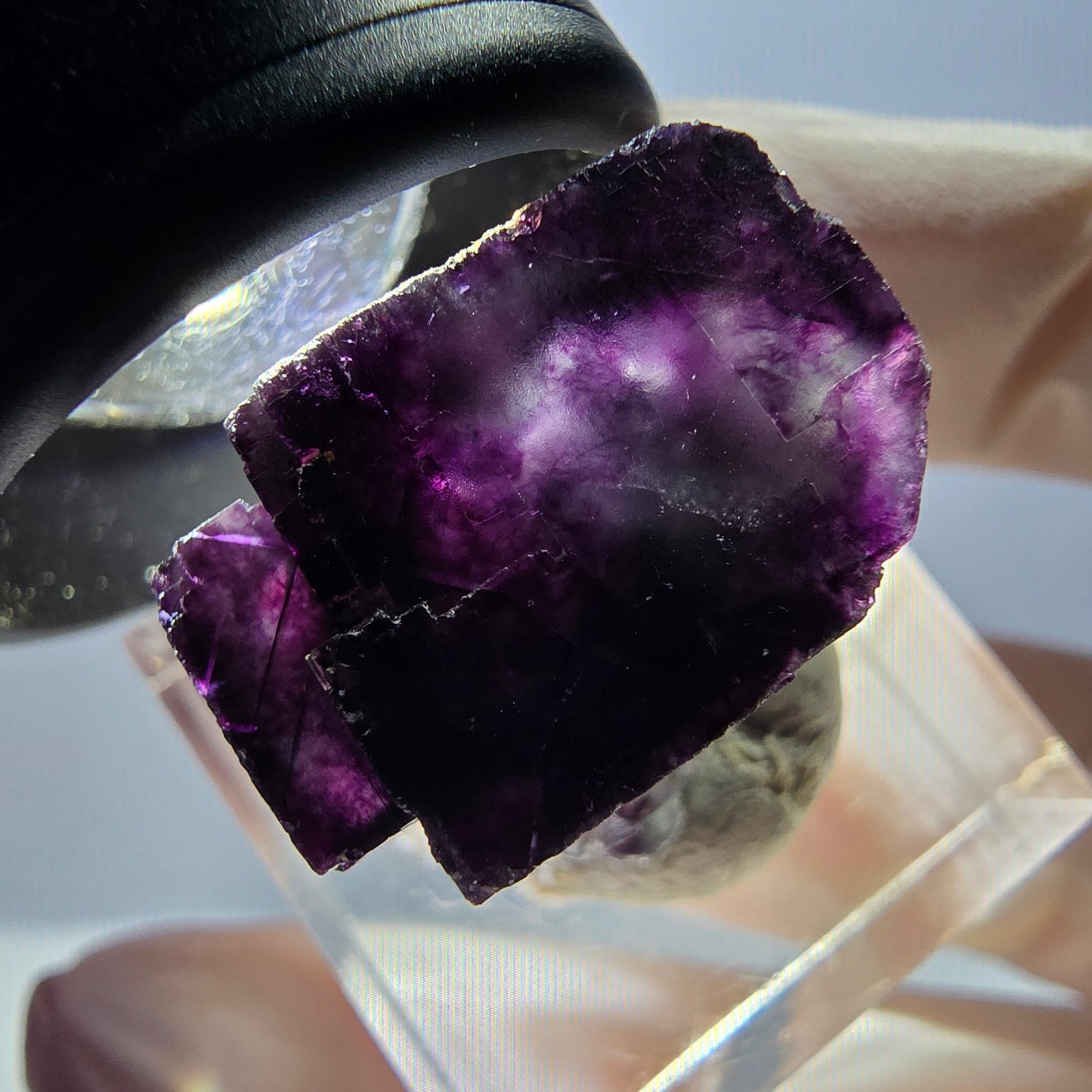 Seltene Phantom Fluorit Würfel Stufe, grün lila Okorusu, Namibia 21*20*16mm