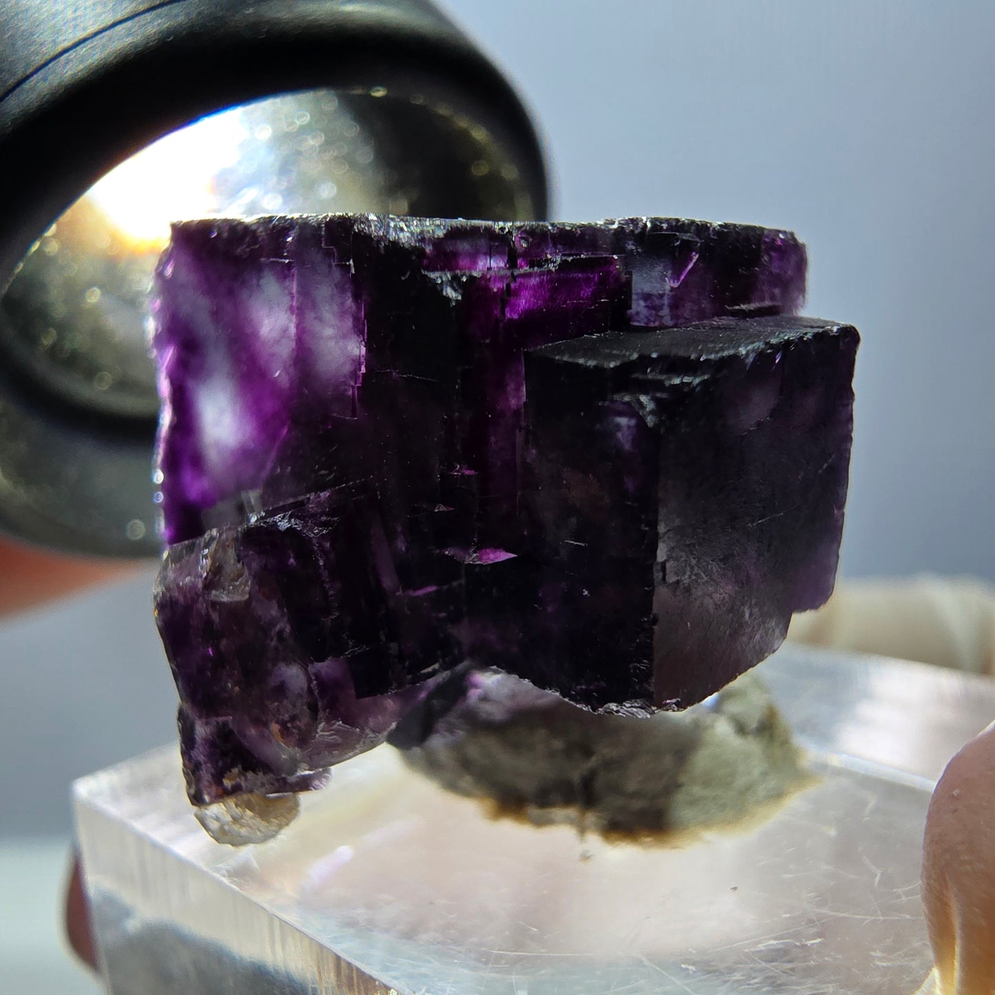 Seltene Phantom Fluorit Würfel Stufe, grün lila Okorusu, Namibia 21*20*16mm