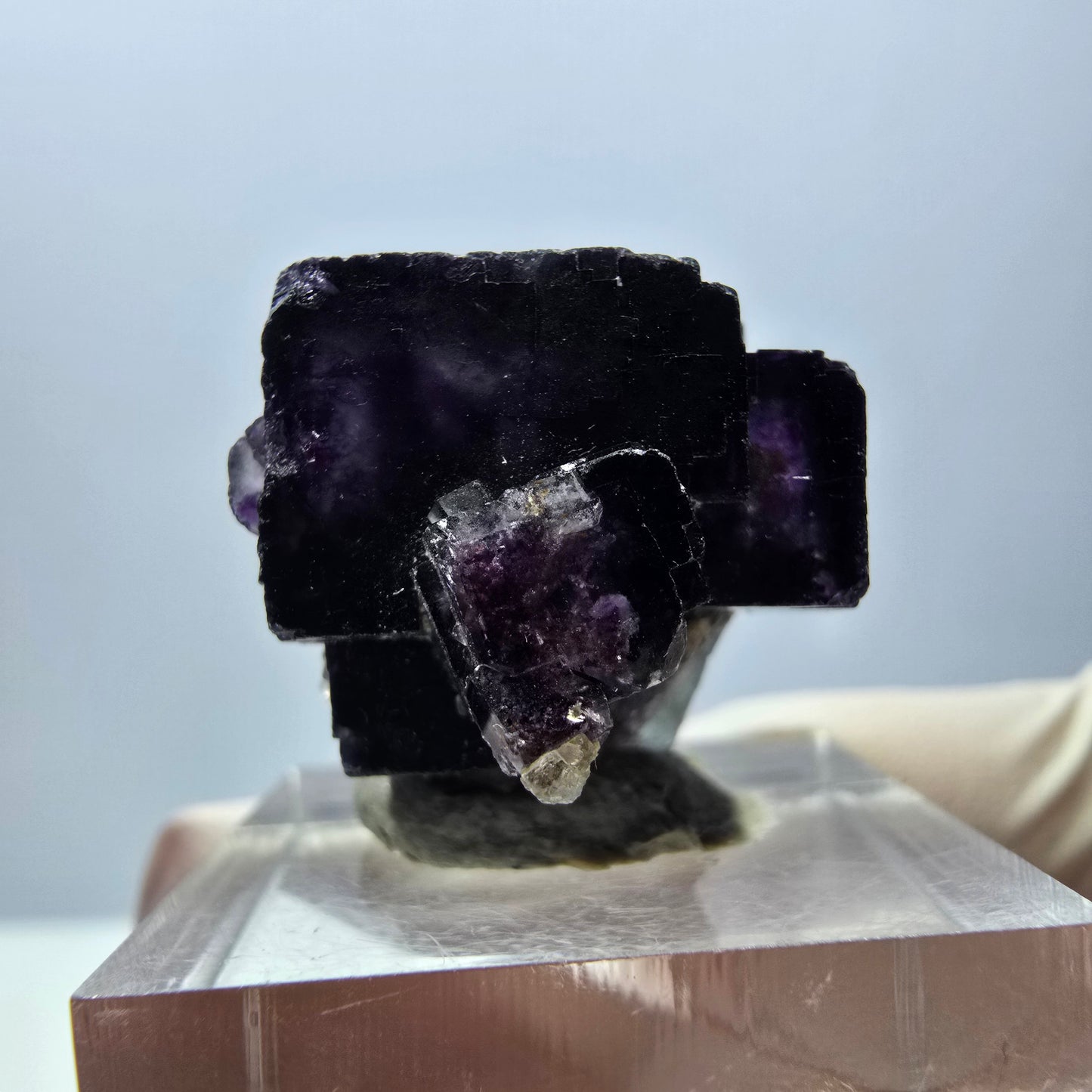 Seltene Phantom Fluorit Würfel Stufe, grün lila Okorusu, Namibia 21*20*16mm