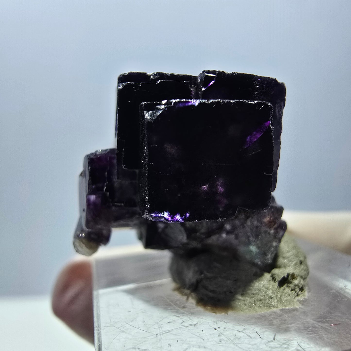 Seltene Phantom Fluorit Würfel Stufe, grün lila Okorusu, Namibia 21*20*16mm