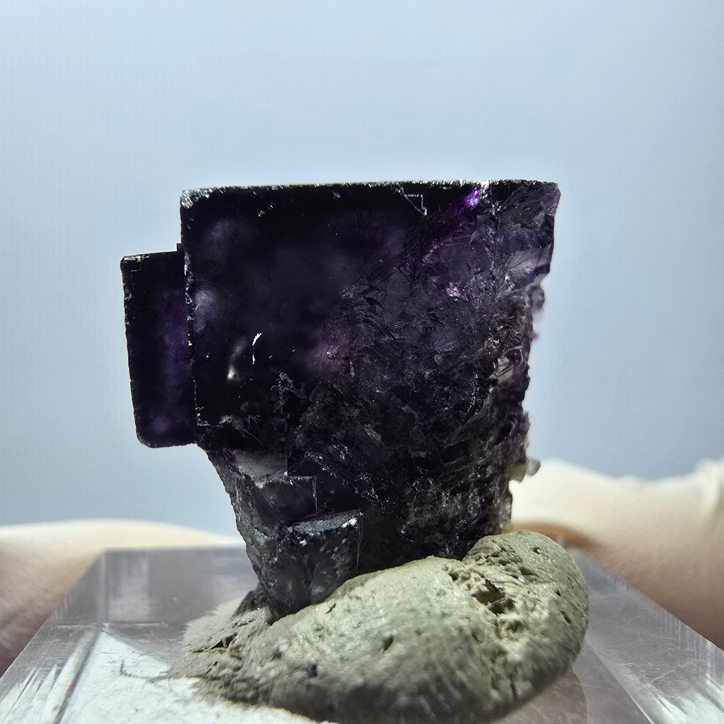 Seltene Phantom Fluorit Würfel Stufe, grün lila Okorusu, Namibia 21*20*16mm