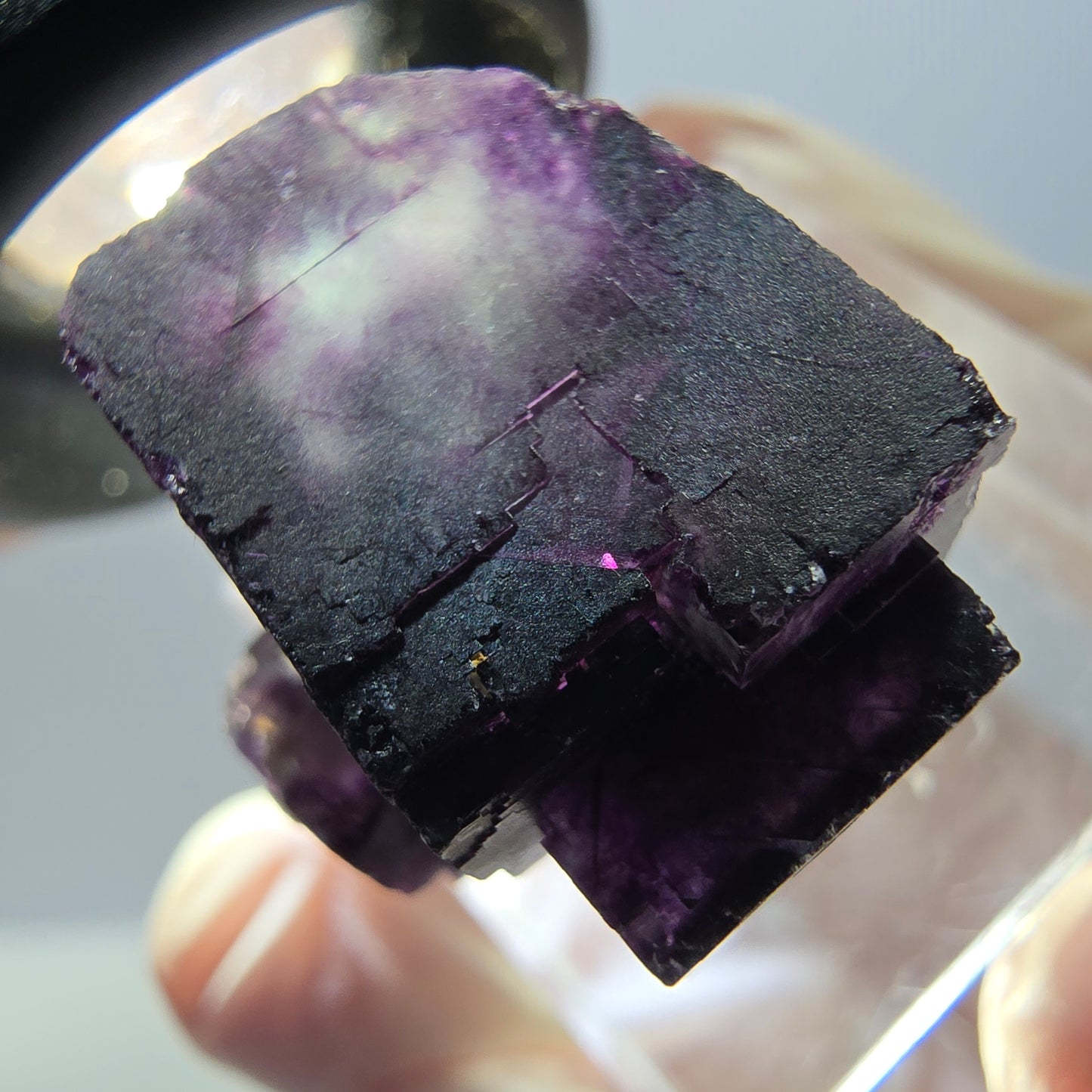 Seltene Phantom Fluorit Würfel Stufe, grün lila Okorusu, Namibia 21*20*16mm