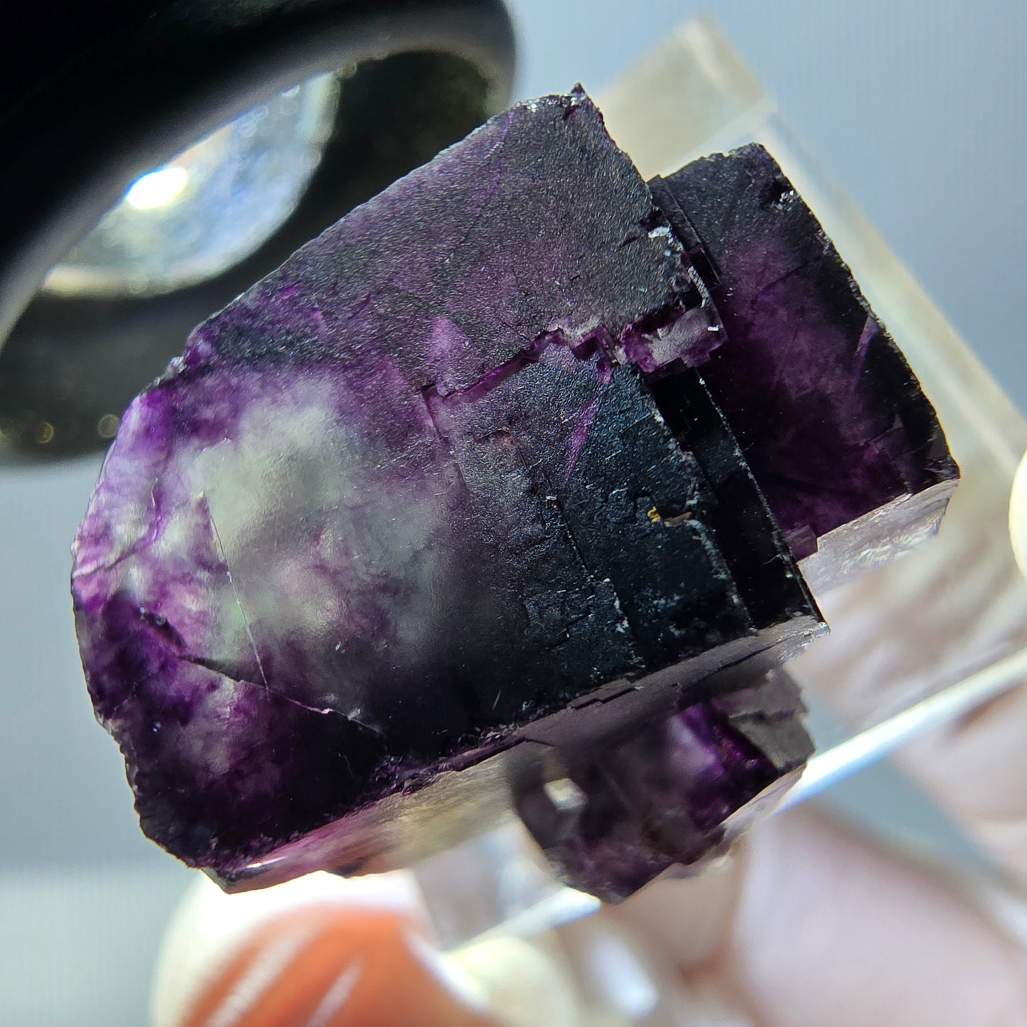 Seltene Phantom Fluorit Würfel Stufe, grün lila Okorusu, Namibia 21*20*16mm