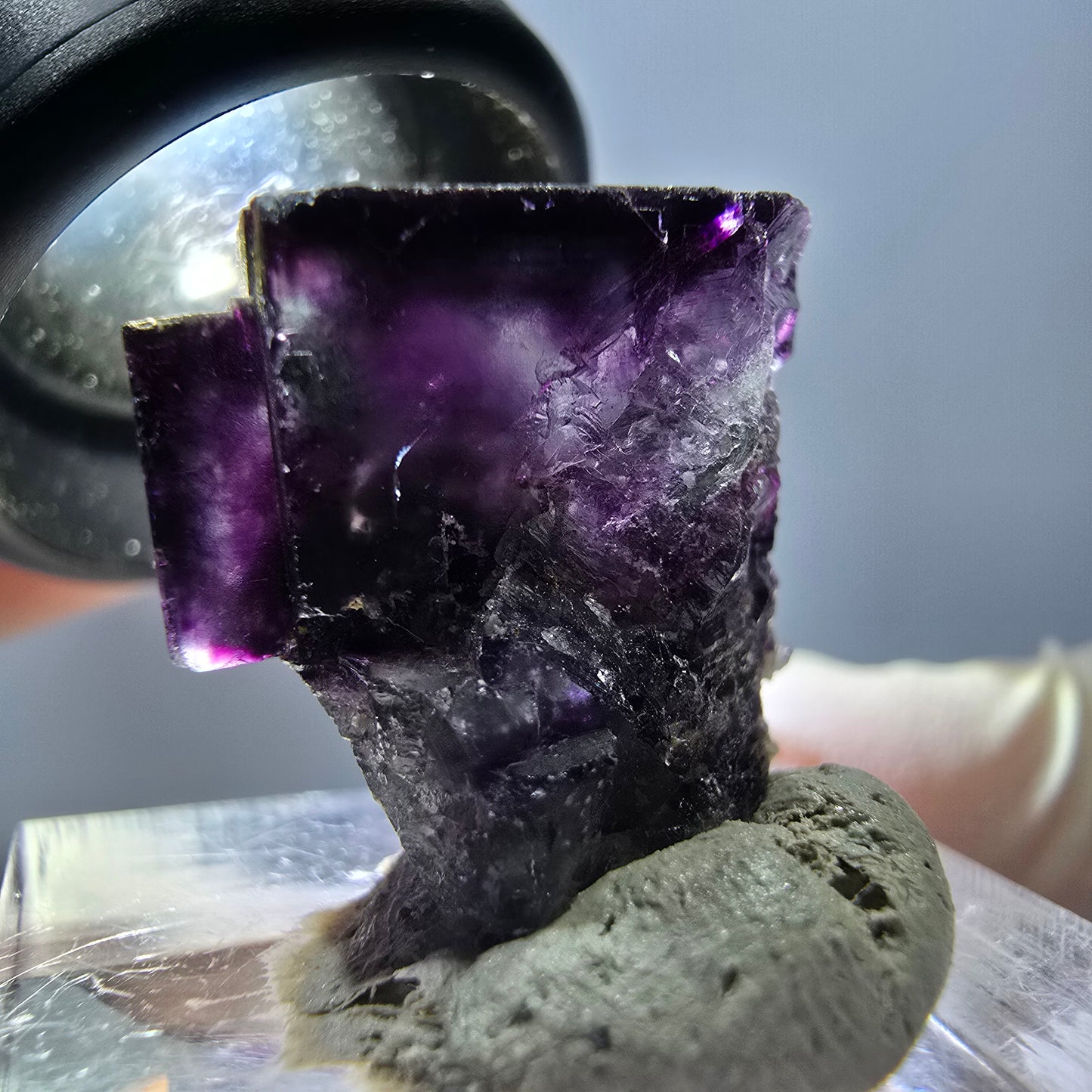Seltene Phantom Fluorit Würfel Stufe, grün lila Okorusu, Namibia 21*20*16mm