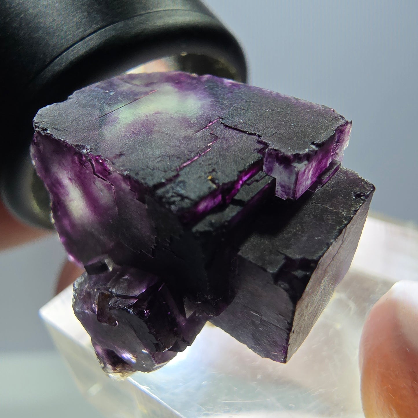 Seltene Phantom Fluorit Würfel Stufe, grün lila Okorusu, Namibia 21*20*16mm