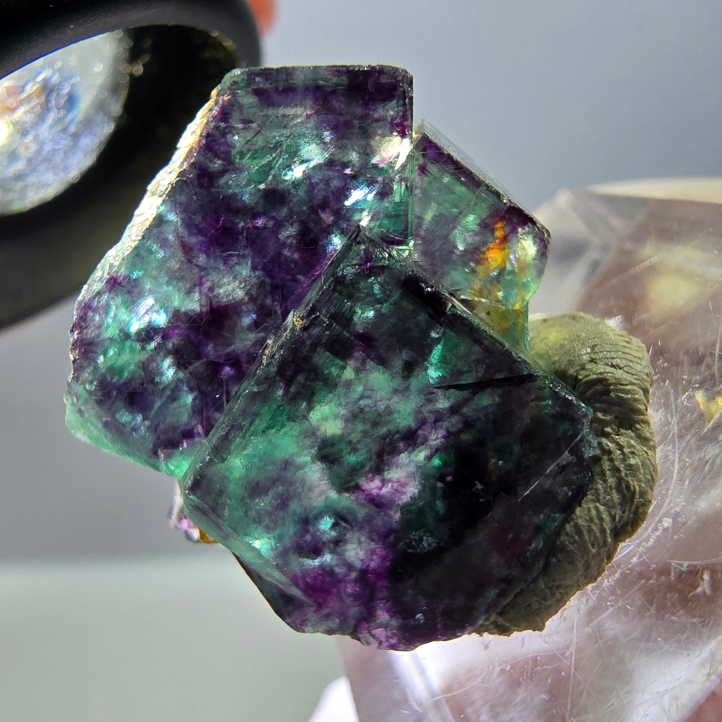 Seltene Phantom Fluorit Würfel Stufe, grün lila Okorusu, Namibia 21*21*14mm