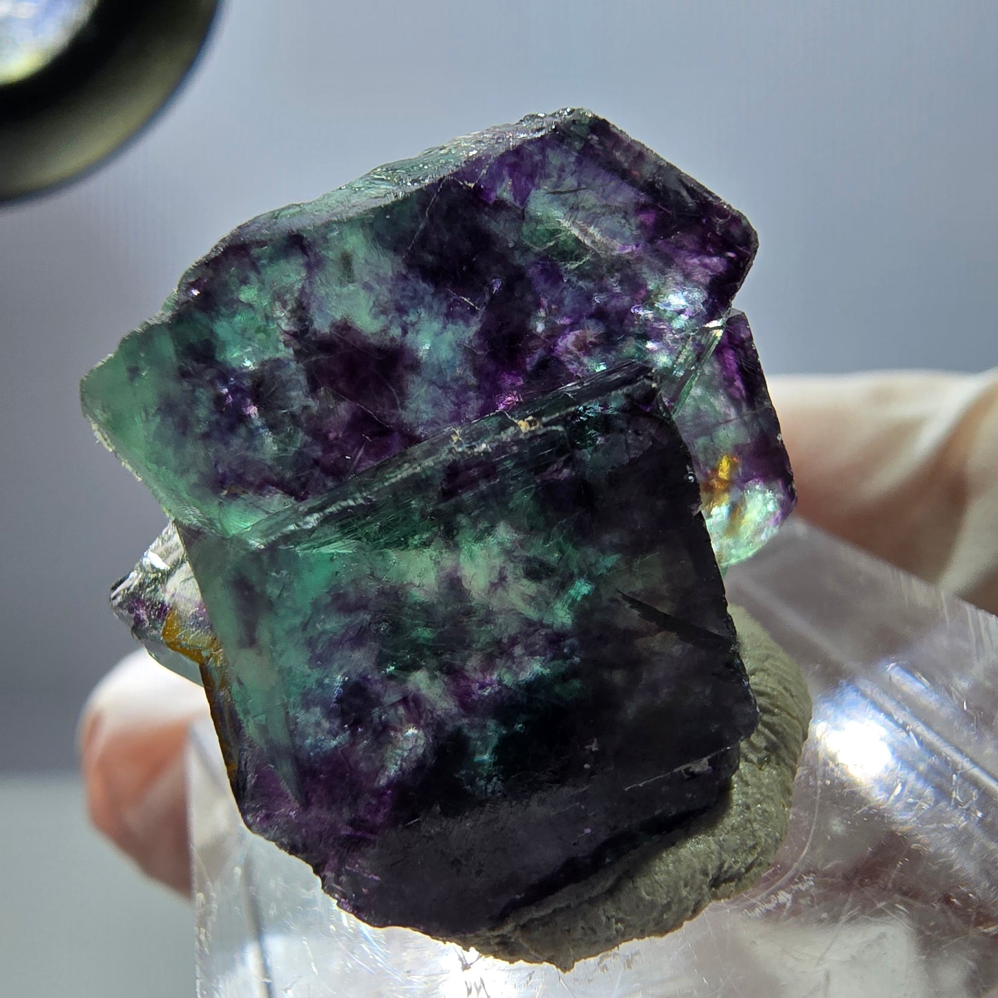 Seltene Phantom Fluorit Würfel Stufe, grün lila Okorusu, Namibia 21*21*14mm