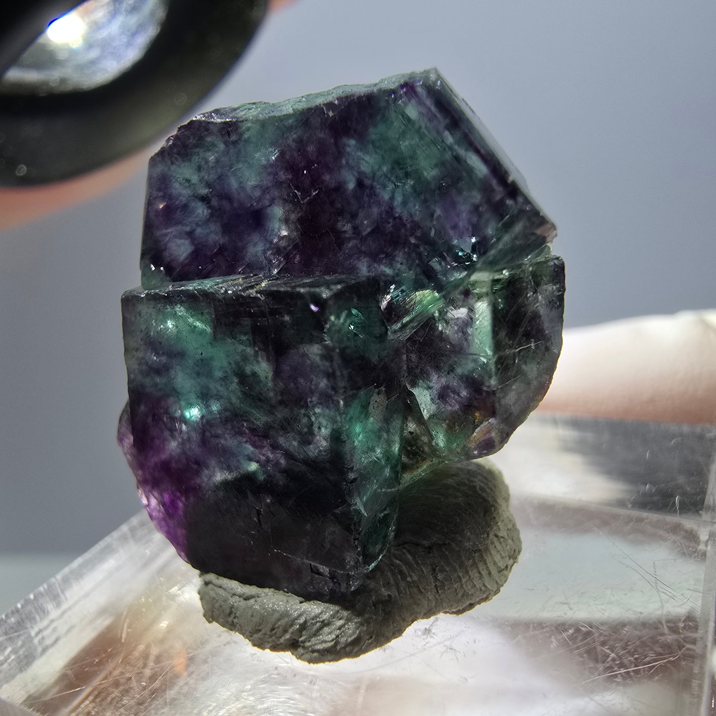 Seltene Phantom Fluorit Würfel Stufe, grün lila Okorusu, Namibia 21*21*14mm