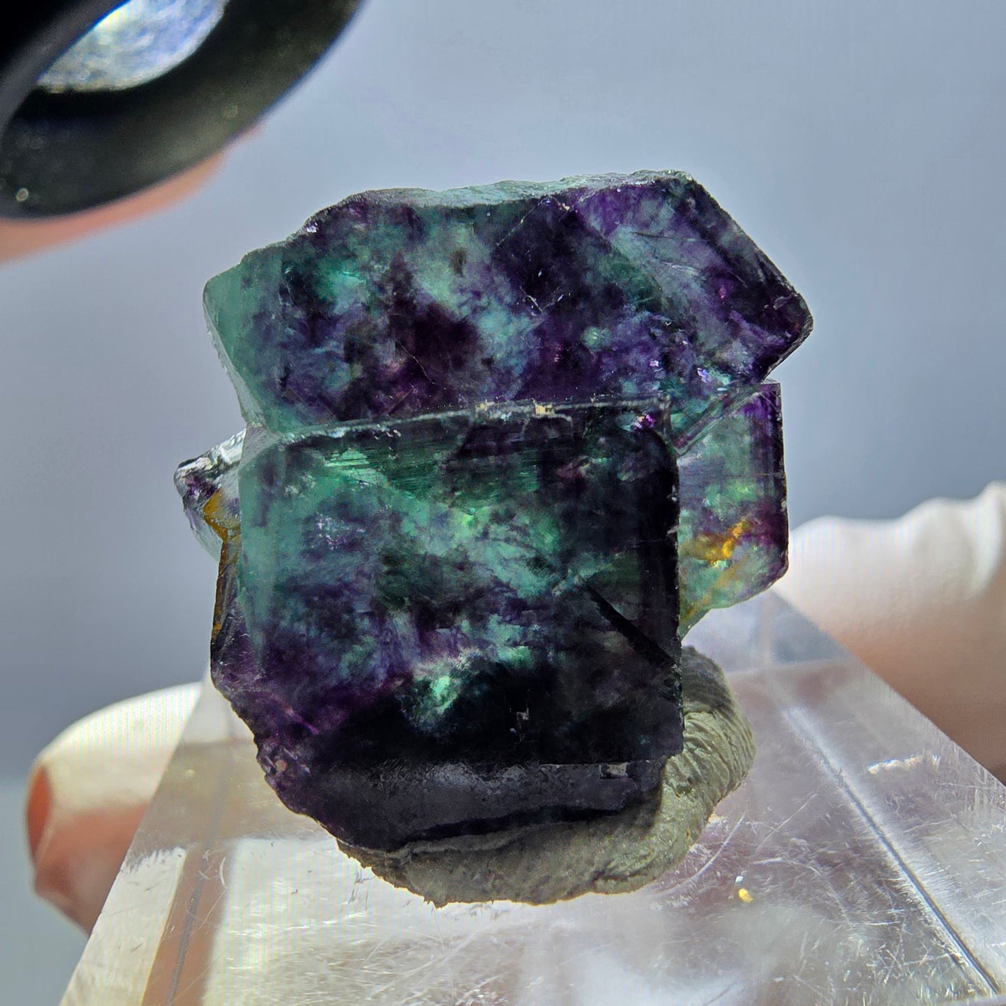 Seltene Phantom Fluorit Würfel Stufe, grün lila Okorusu, Namibia 21*21*14mm
