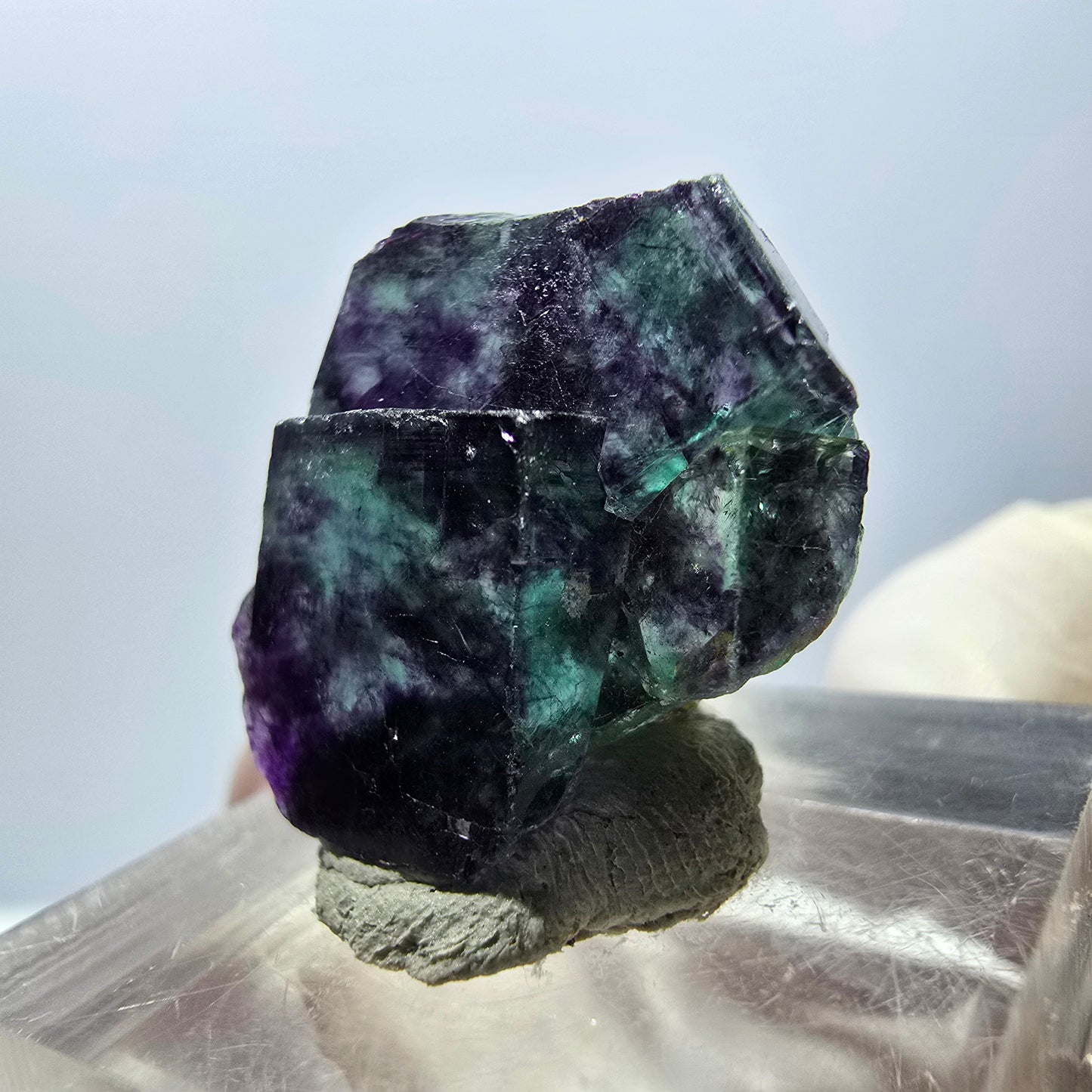 Seltene Phantom Fluorit Würfel Stufe, grün lila Okorusu, Namibia 21*21*14mm