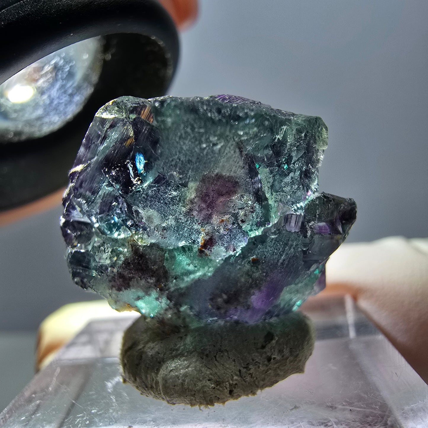 Seltene Phantom Fluorit Würfel Stufe, grün lila Okorusu, Namibia 21*21*14mm