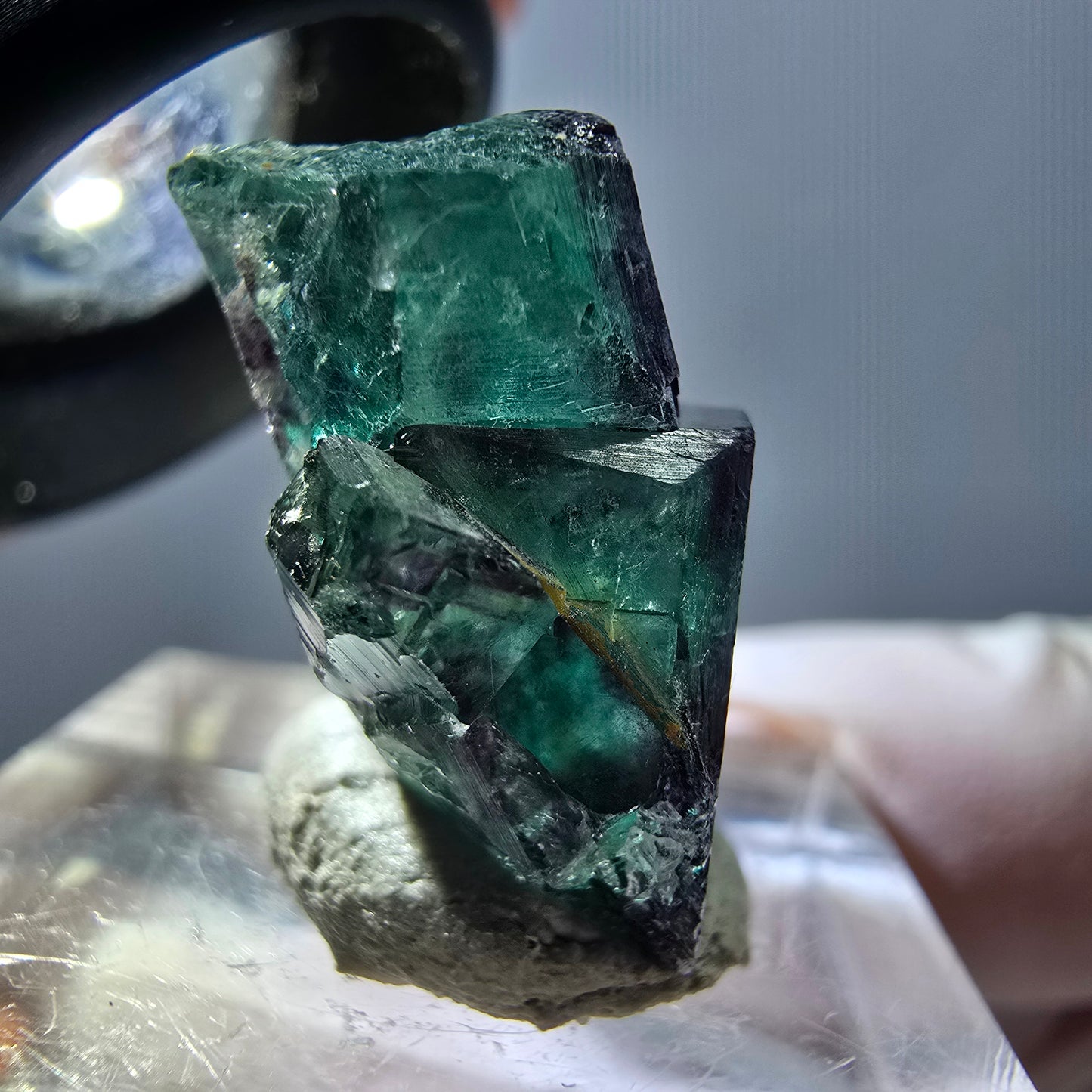 Seltene Phantom Fluorit Würfel Stufe, grün lila Okorusu, Namibia 21*21*14mm
