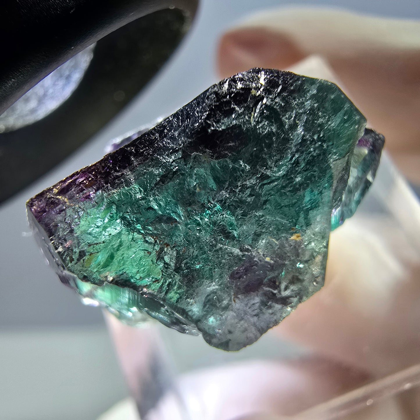 Seltene Phantom Fluorit Würfel Stufe, grün lila Okorusu, Namibia 21*21*14mm