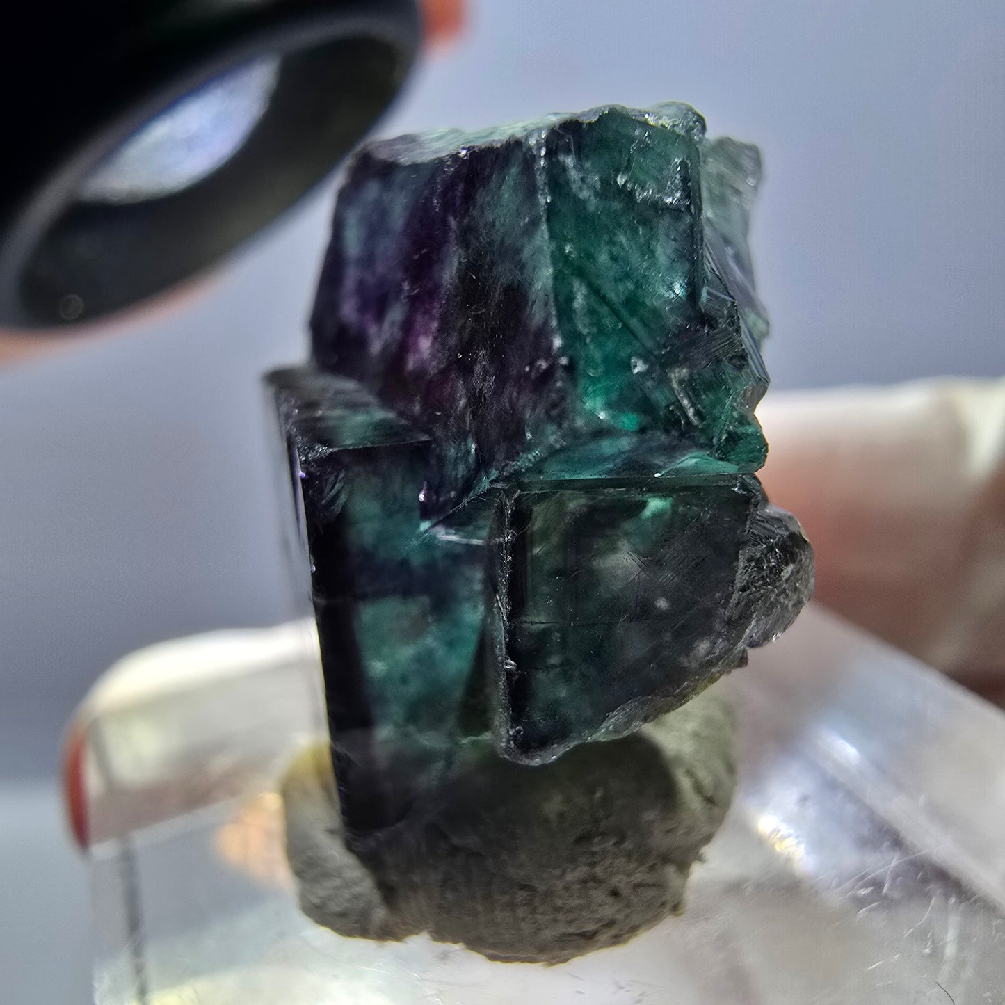 Seltene Phantom Fluorit Würfel Stufe, grün lila Okorusu, Namibia 21*21*14mm