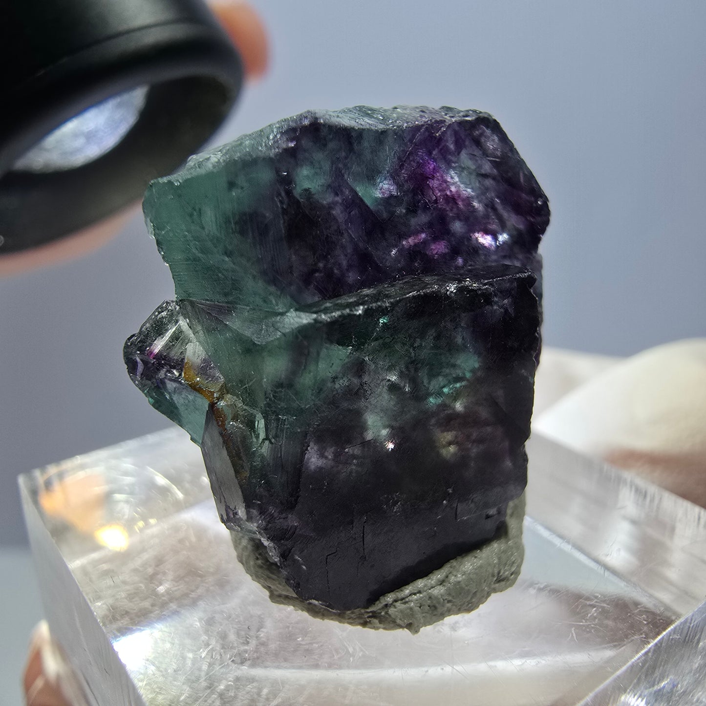 Seltene Phantom Fluorit Würfel Stufe, grün lila Okorusu, Namibia 21*21*14mm
