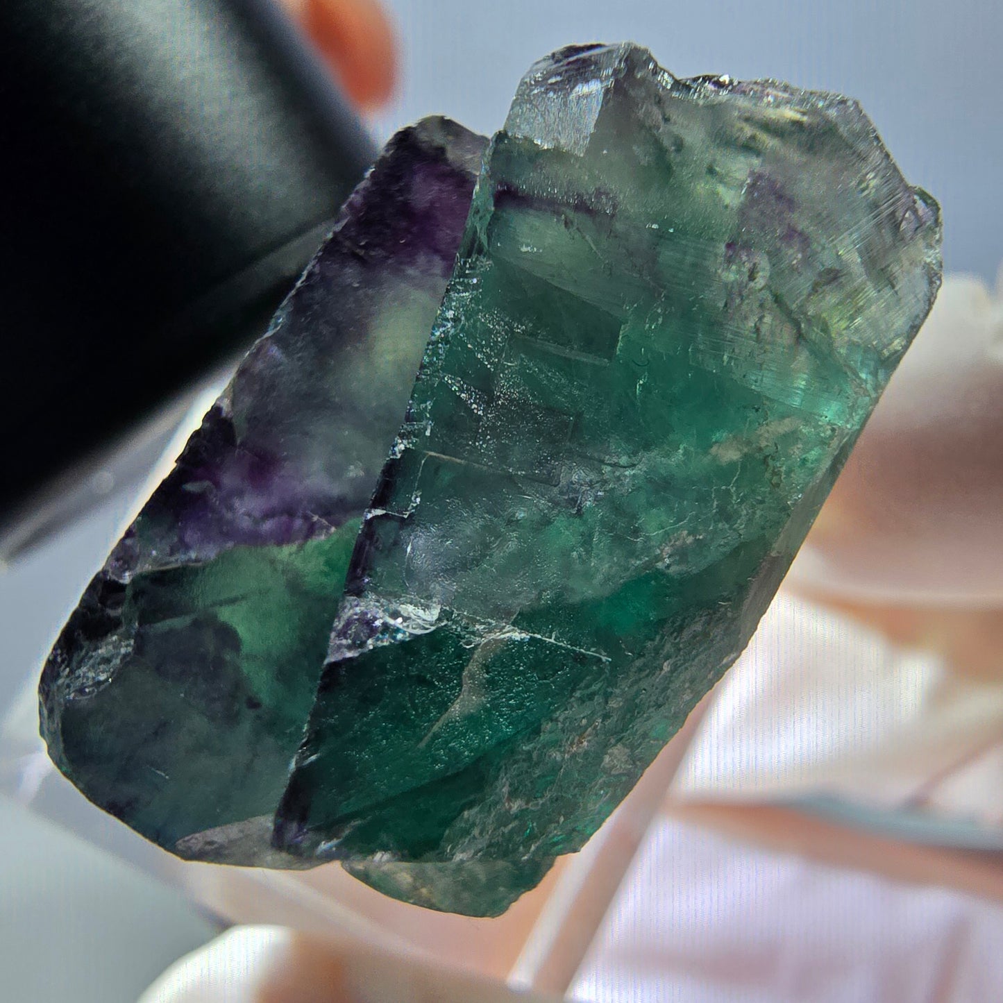 Seltene Phantom Fluorit Würfel Stufe, grün lila Okorusu, Namibia 27*24*16mm