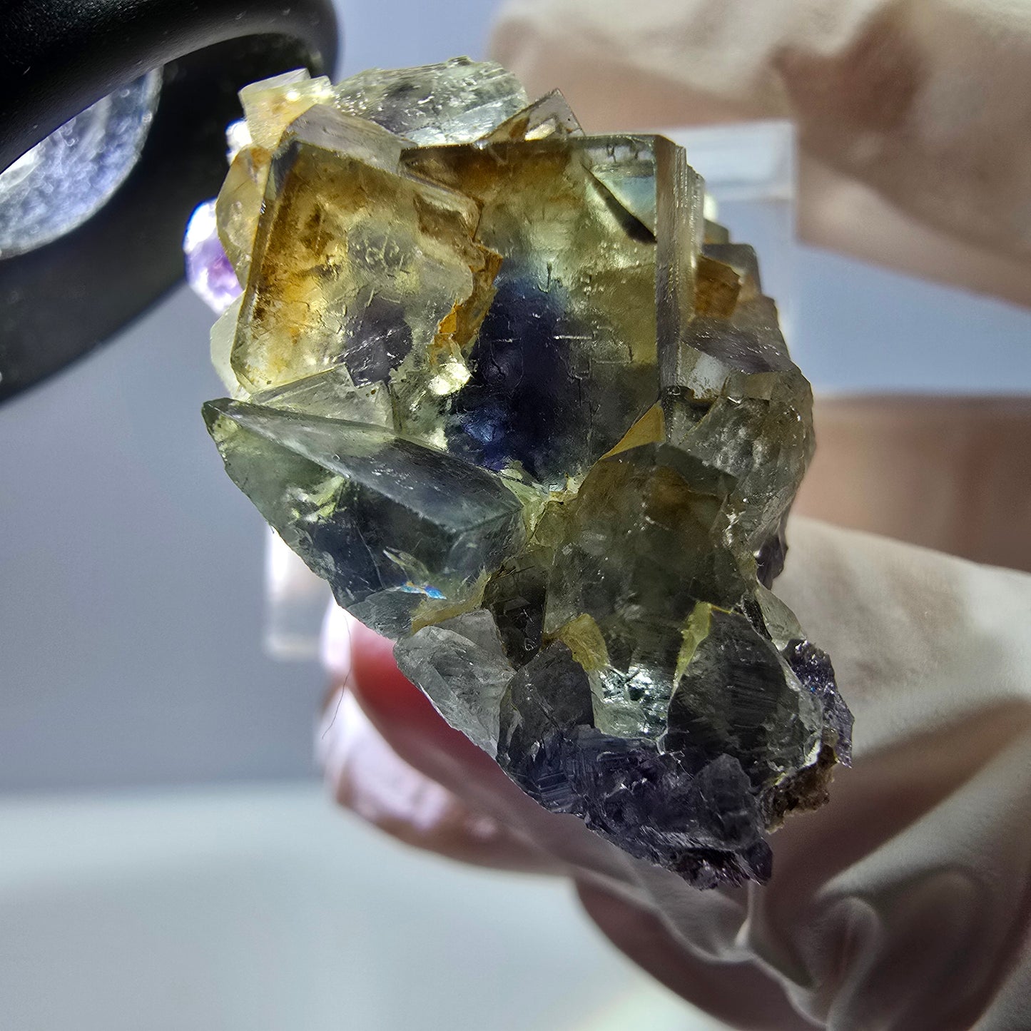 Seltene Phantom Fluorit Würfel Stufe, grün lila Okorusu, Namibia 40*23*18mm