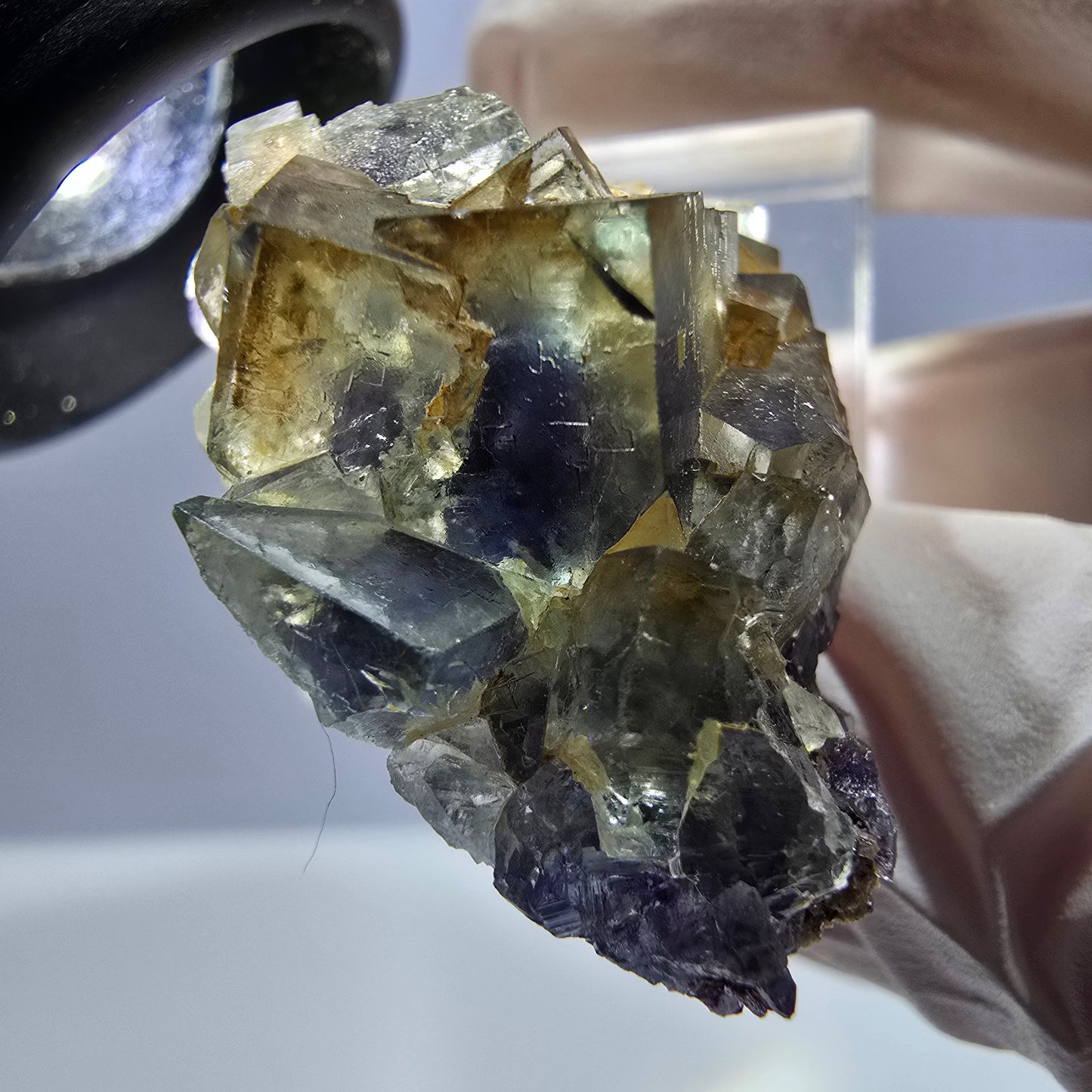 Seltene Phantom Fluorit Würfel Stufe, grün lila Okorusu, Namibia 40*23*18mm