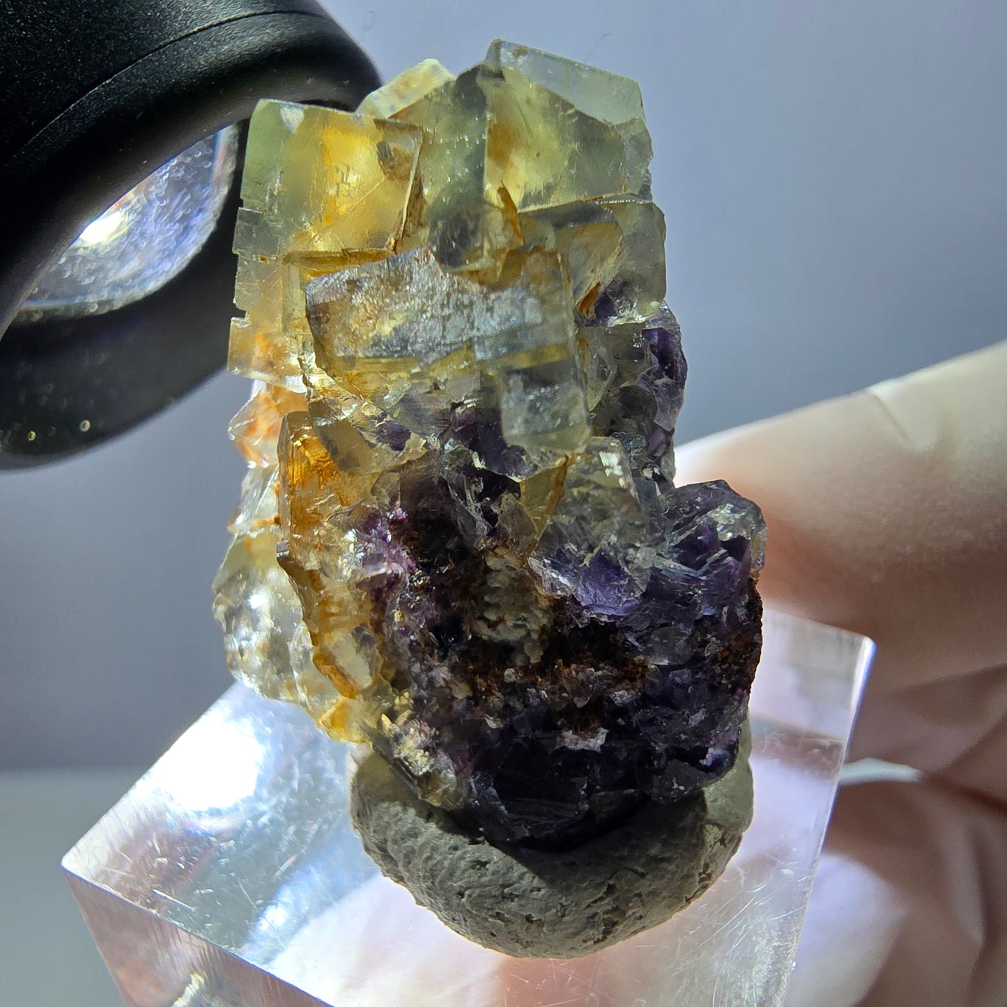 Seltene Phantom Fluorit Würfel Stufe, grün lila Okorusu, Namibia 40*23*18mm