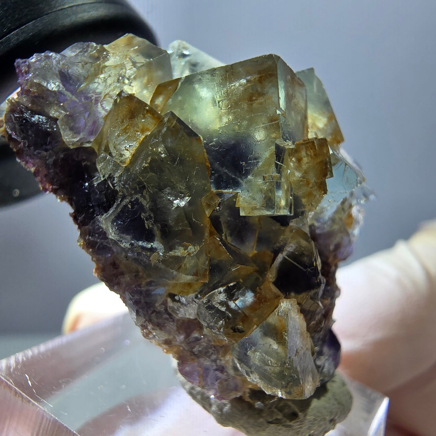 Seltene Phantom Fluorit Würfel Stufe, grün lila Okorusu, Namibia 40*23*18mm