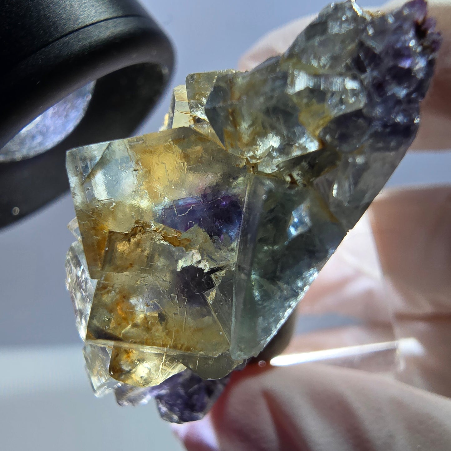 Seltene Phantom Fluorit Würfel Stufe, grün lila Okorusu, Namibia 40*23*18mm