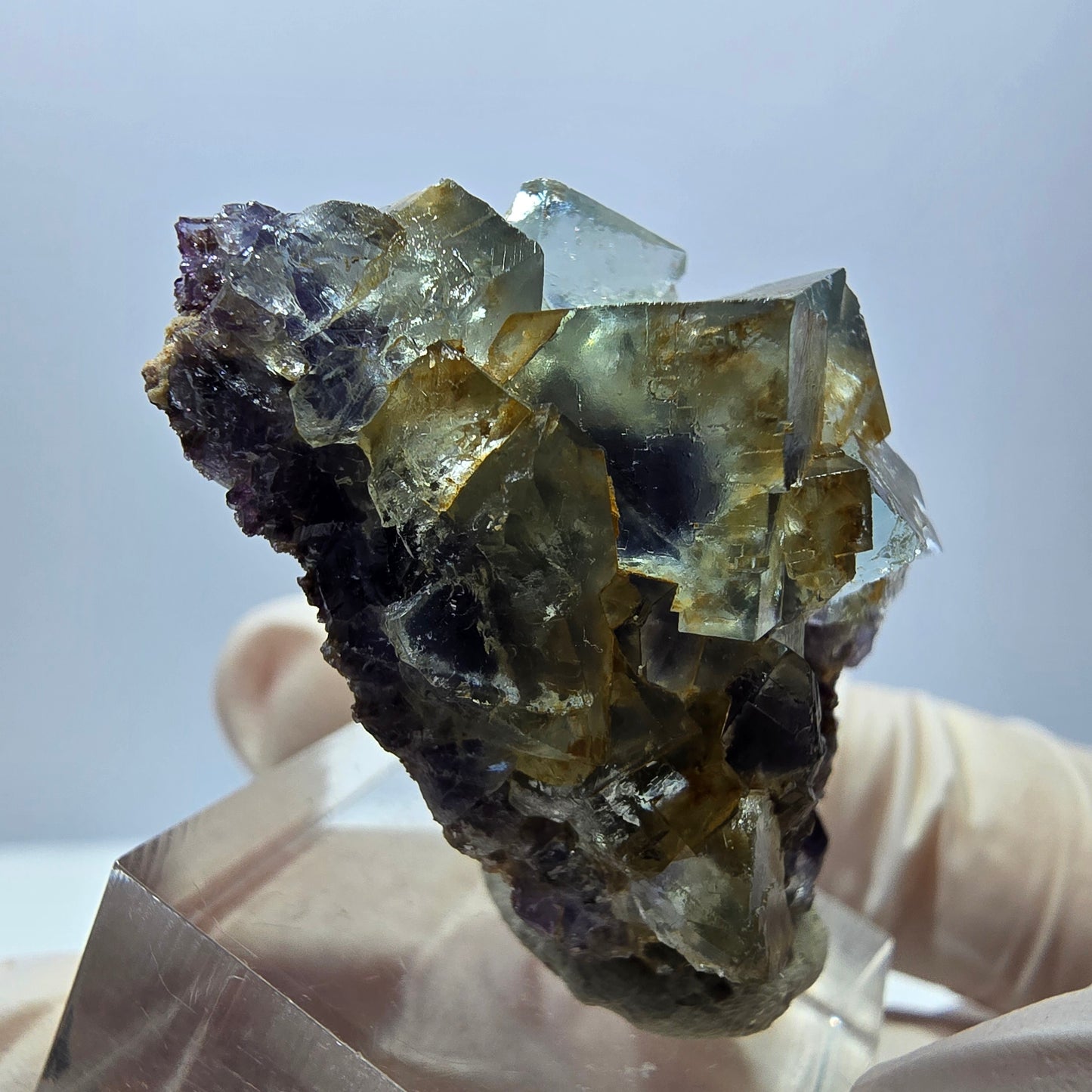 Seltene Phantom Fluorit Würfel Stufe, grün lila Okorusu, Namibia 40*23*18mm