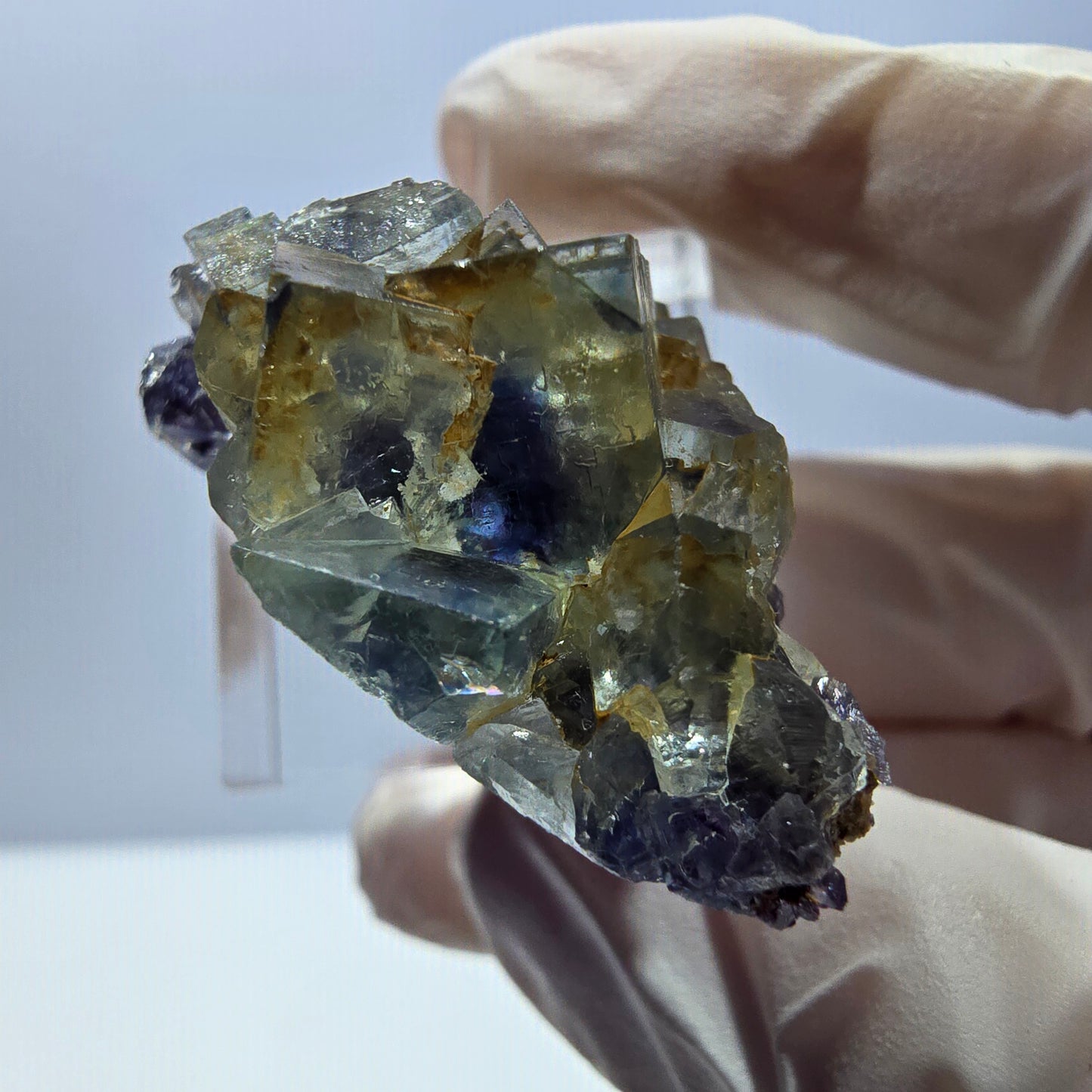 Seltene Phantom Fluorit Würfel Stufe, grün lila Okorusu, Namibia 40*23*18mm