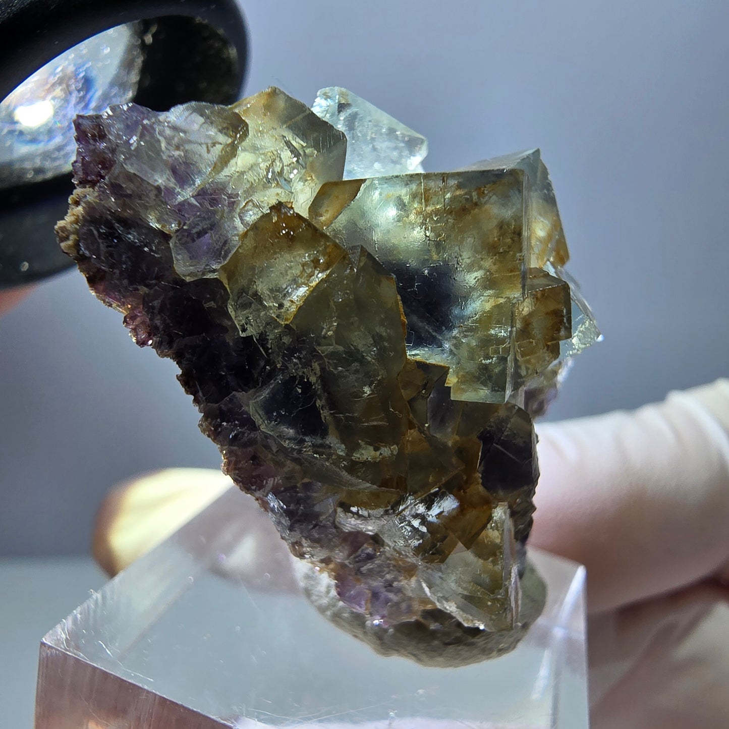 Seltene Phantom Fluorit Würfel Stufe, grün lila Okorusu, Namibia 40*23*18mm