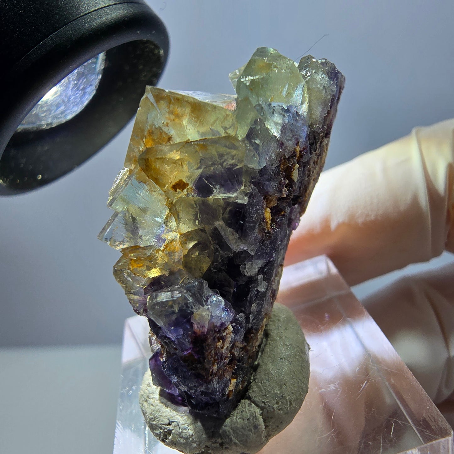 Seltene Phantom Fluorit Würfel Stufe, grün lila Okorusu, Namibia 40*23*18mm