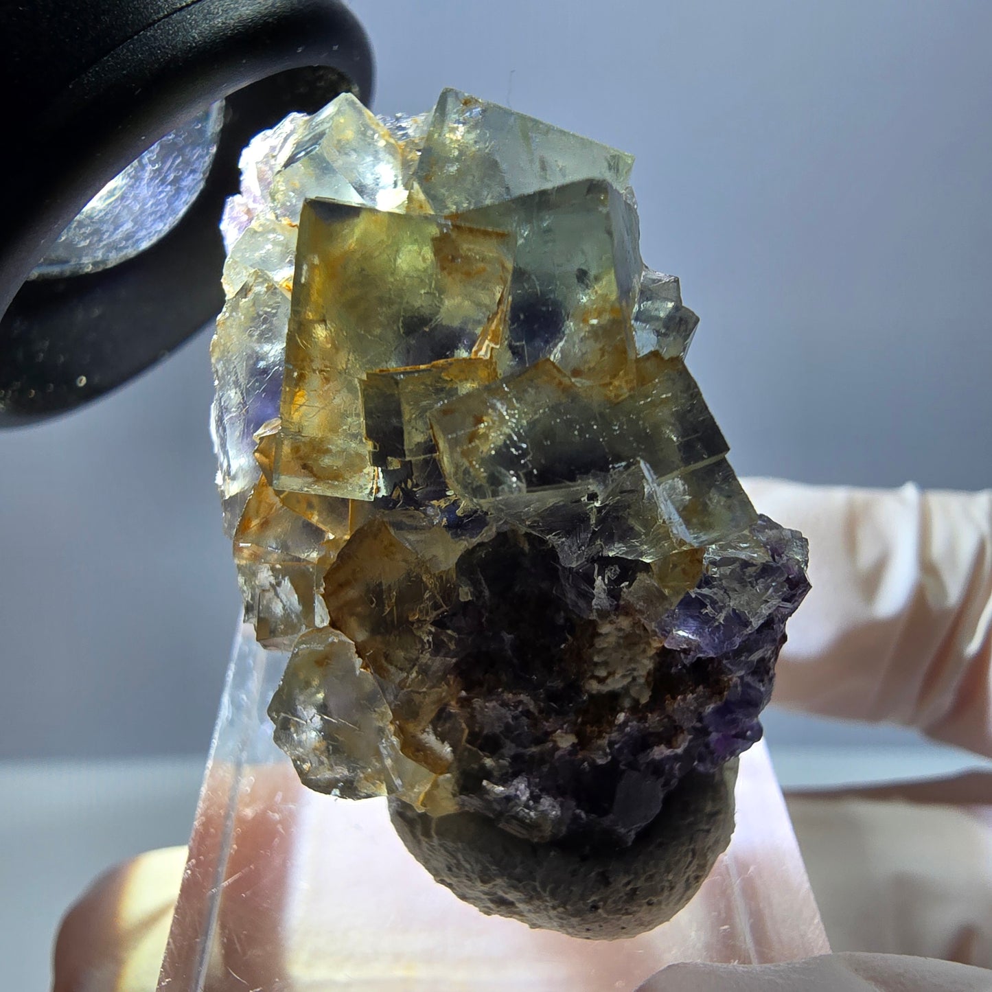 Seltene Phantom Fluorit Würfel Stufe, grün lila Okorusu, Namibia 40*23*18mm