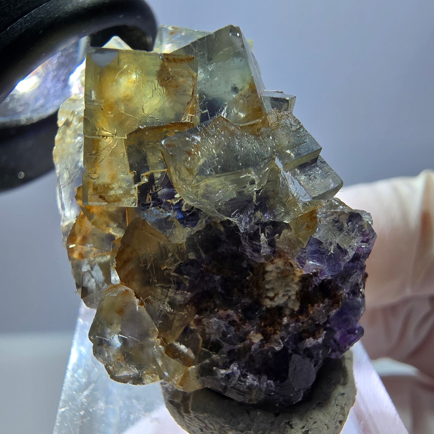 Seltene Phantom Fluorit Würfel Stufe, grün lila Okorusu, Namibia 40*23*18mm