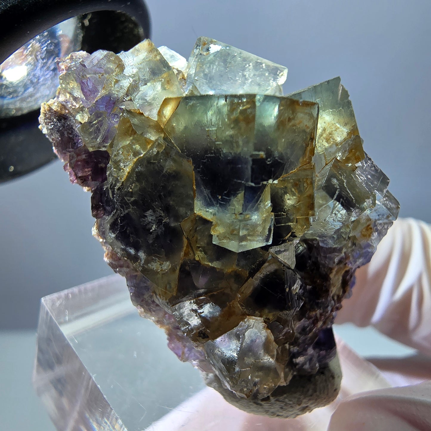 Seltene Phantom Fluorit Würfel Stufe, grün lila Okorusu, Namibia 40*23*18mm