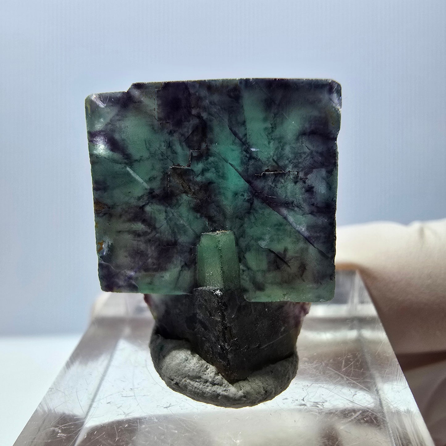 Seltene Phantom Fluorit Würfel Stufe, grün lila Okorusu, Namibia 23*18*15mm