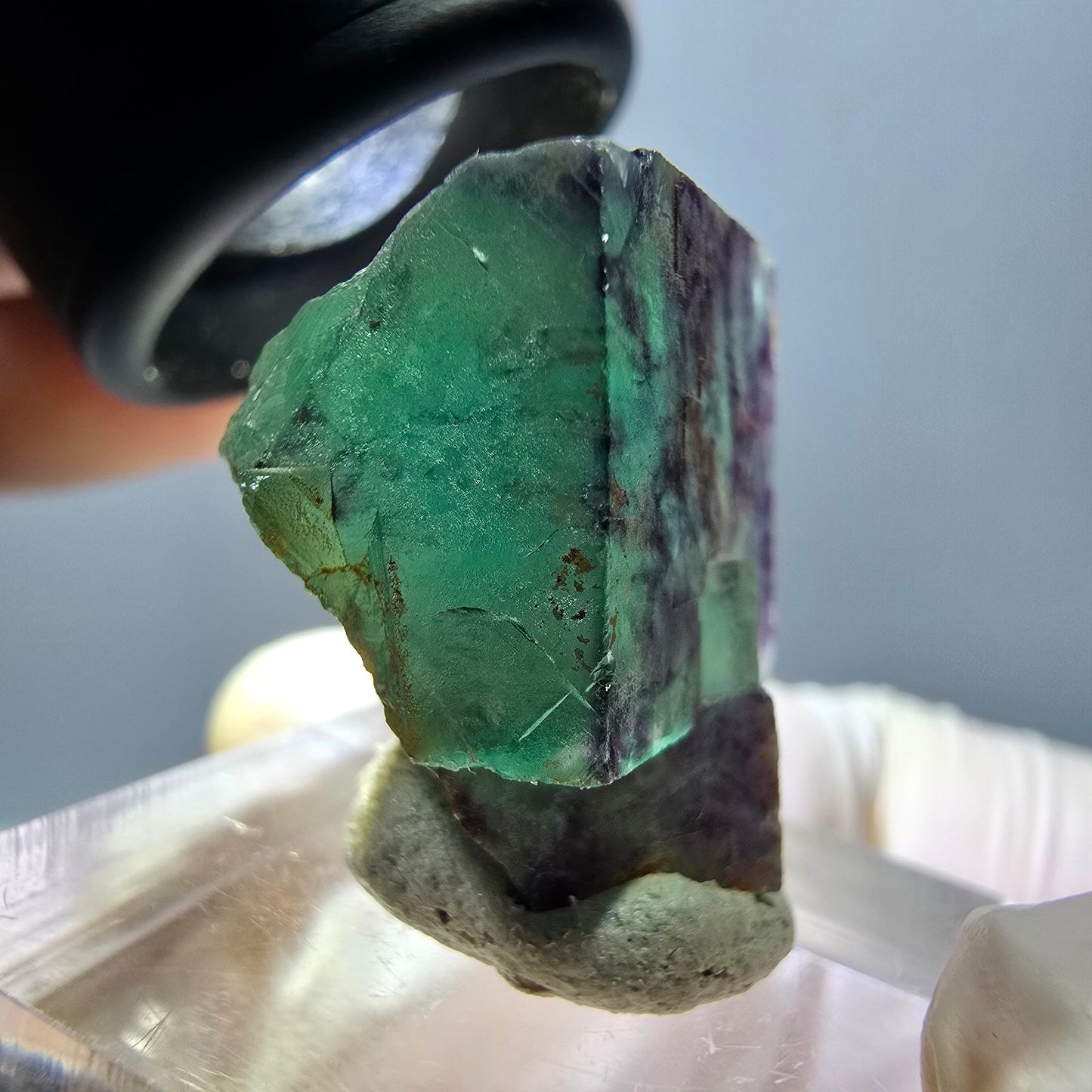 Seltene Phantom Fluorit Würfel Stufe, grün lila Okorusu, Namibia 23*18*15mm