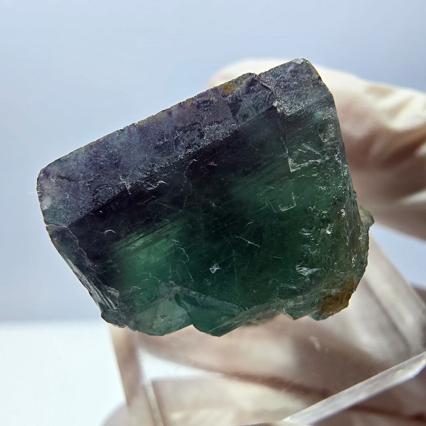 Seltene Phantom Fluorit Würfel Stufe, grün lila Okorusu, Namibia 23*18*15mm