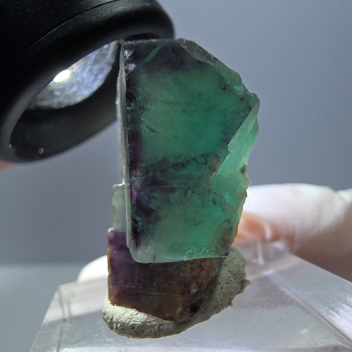 Seltene Phantom Fluorit Würfel Stufe, grün lila Okorusu, Namibia 23*18*15mm