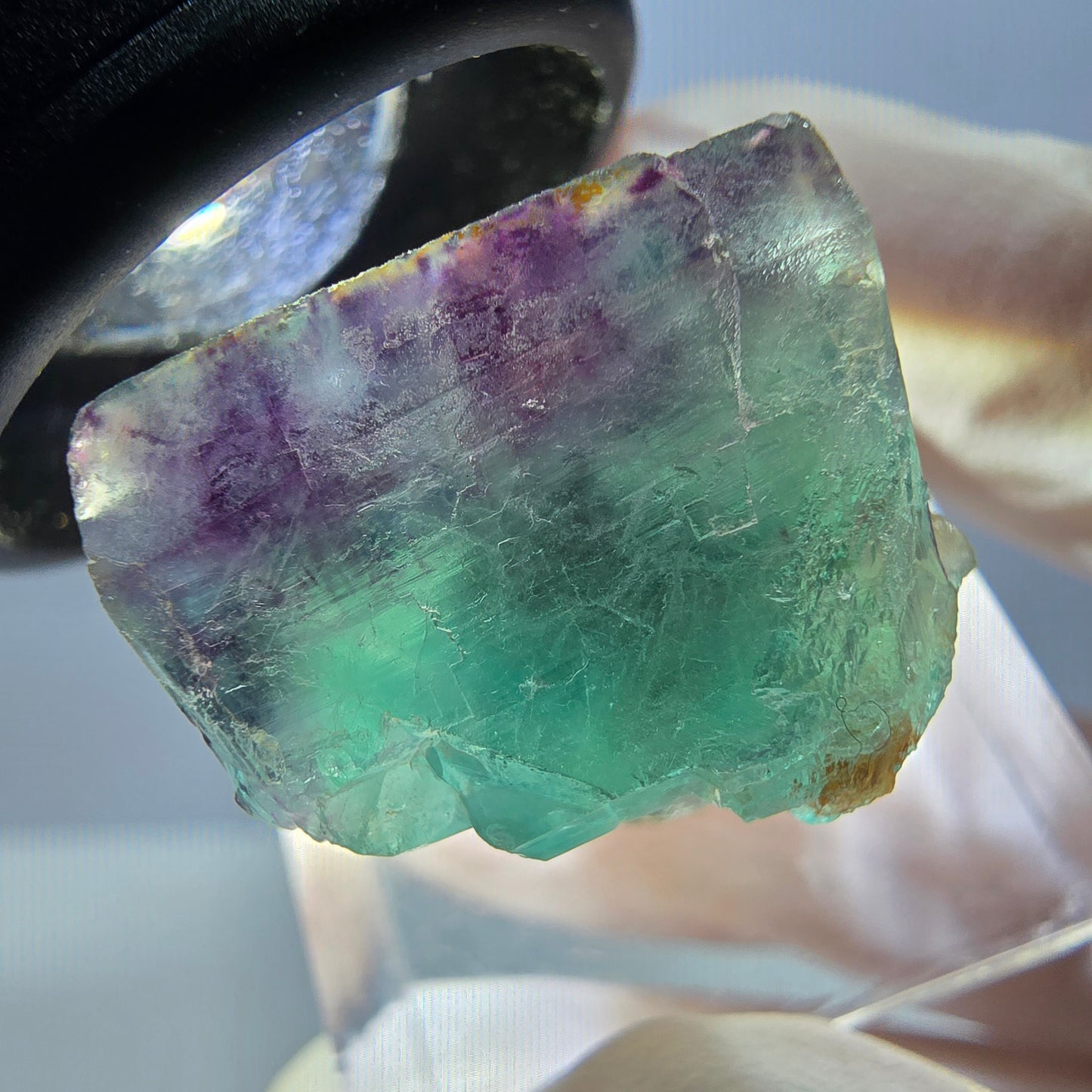 Seltene Phantom Fluorit Würfel Stufe, grün lila Okorusu, Namibia 23*18*15mm