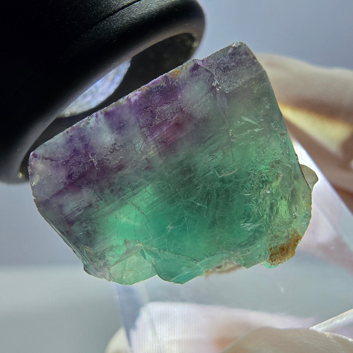 Seltene Phantom Fluorit Würfel Stufe, grün lila Okorusu, Namibia 23*18*15mm