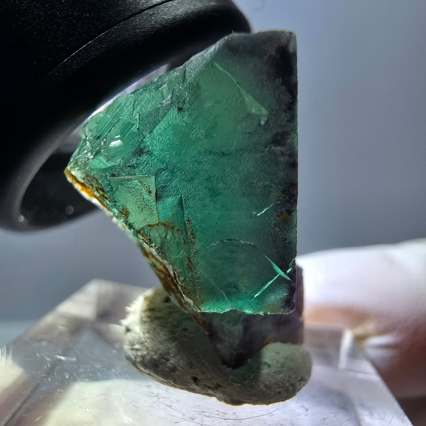 Seltene Phantom Fluorit Würfel Stufe, grün lila Okorusu, Namibia 23*18*15mm