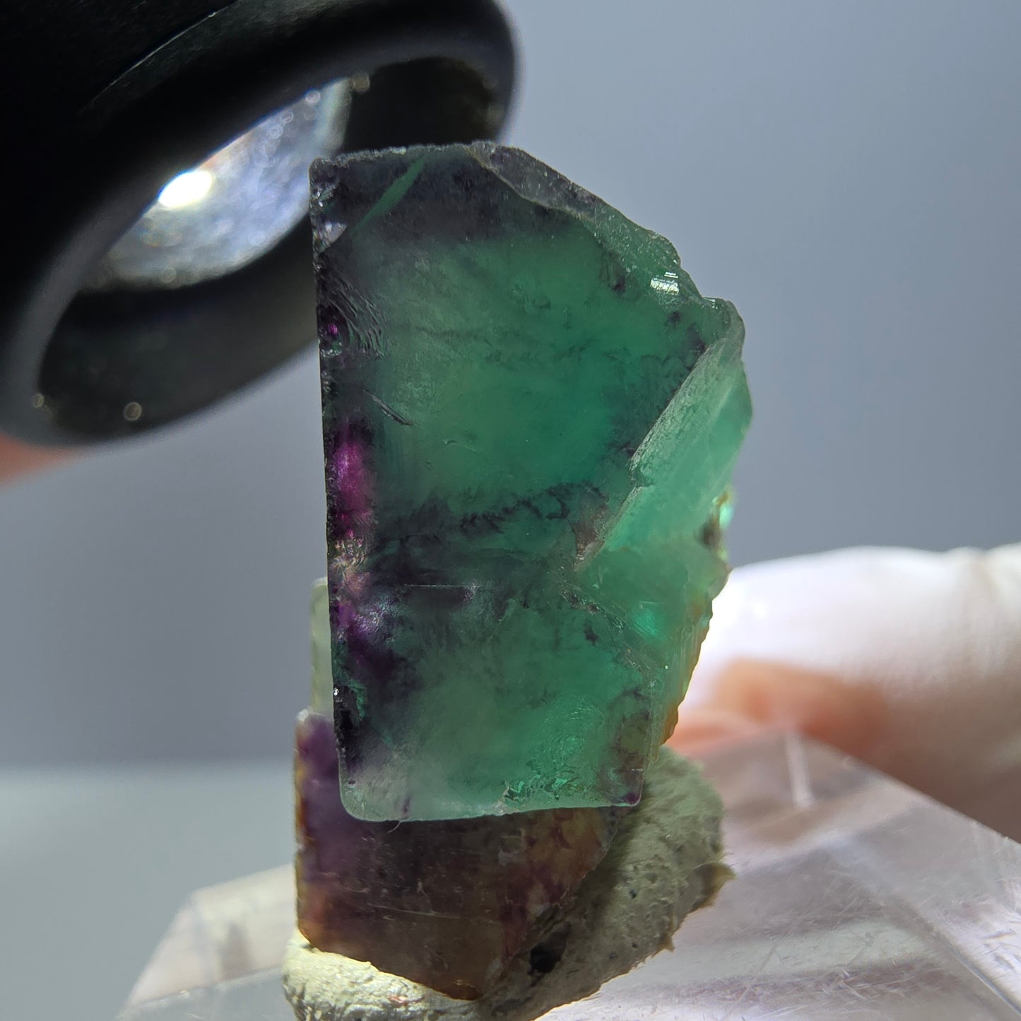 Seltene Phantom Fluorit Würfel Stufe, grün lila Okorusu, Namibia 23*18*15mm