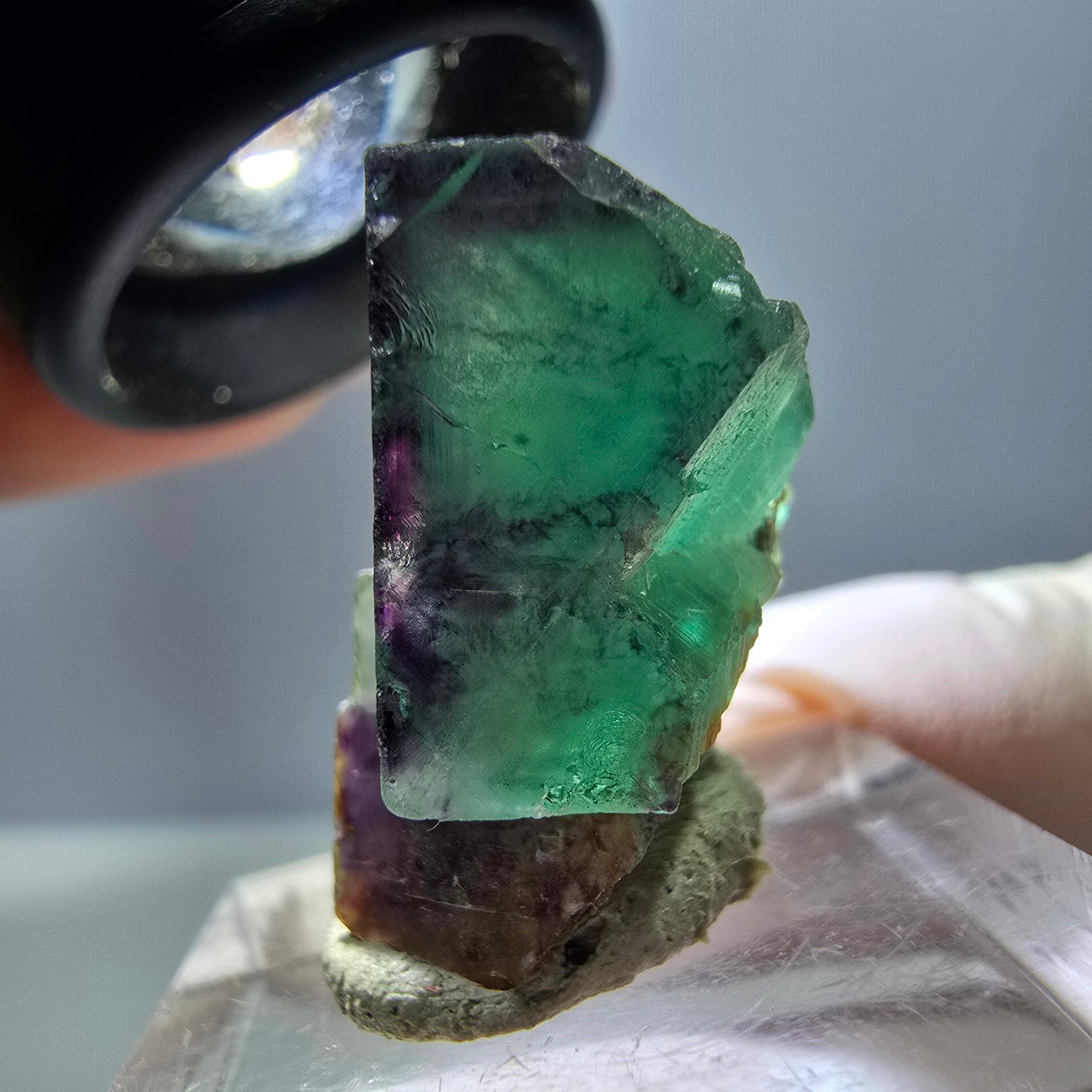 Seltene Phantom Fluorit Würfel Stufe, grün lila Okorusu, Namibia 23*18*15mm