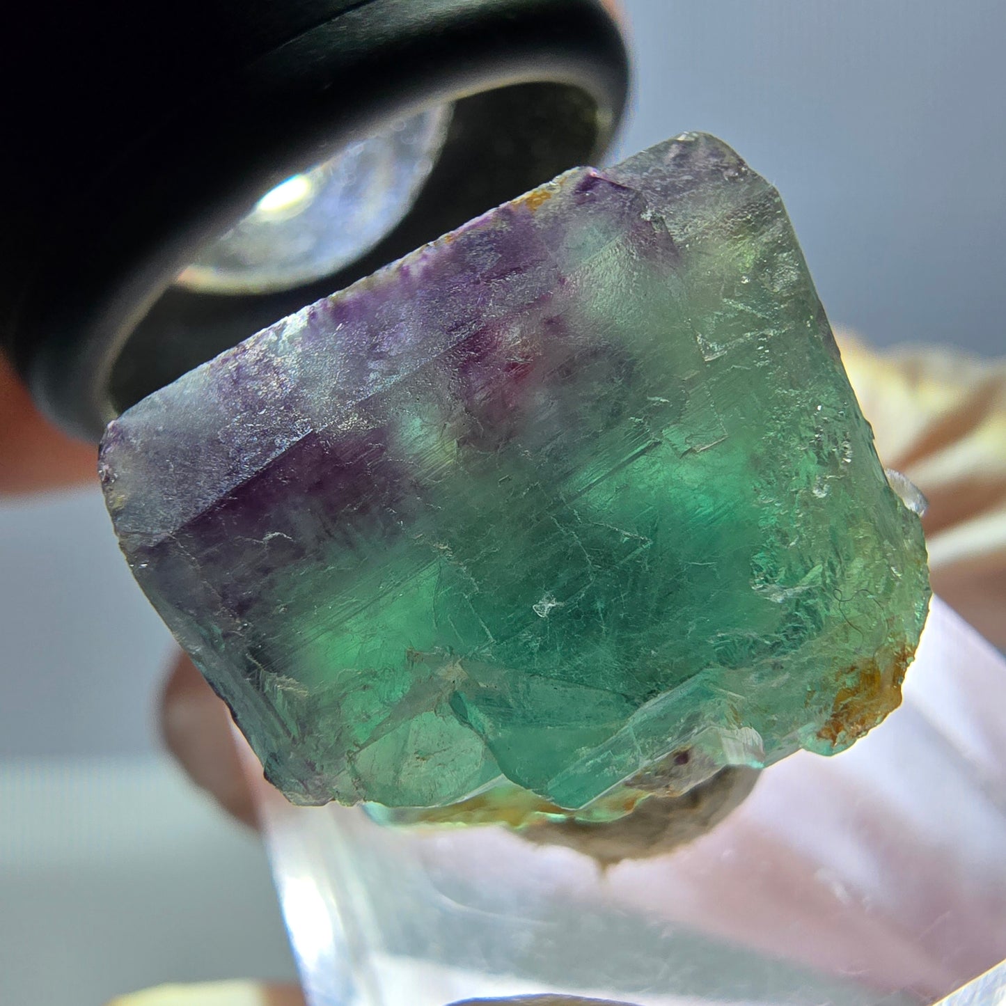 Seltene Phantom Fluorit Würfel Stufe, grün lila Okorusu, Namibia 23*18*15mm