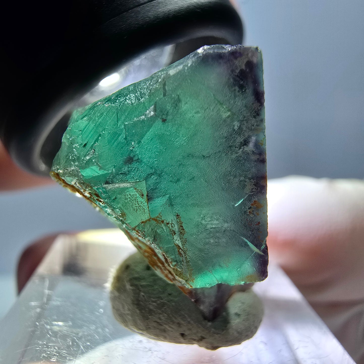 Seltene Phantom Fluorit Würfel Stufe, grün lila Okorusu, Namibia 23*18*15mm